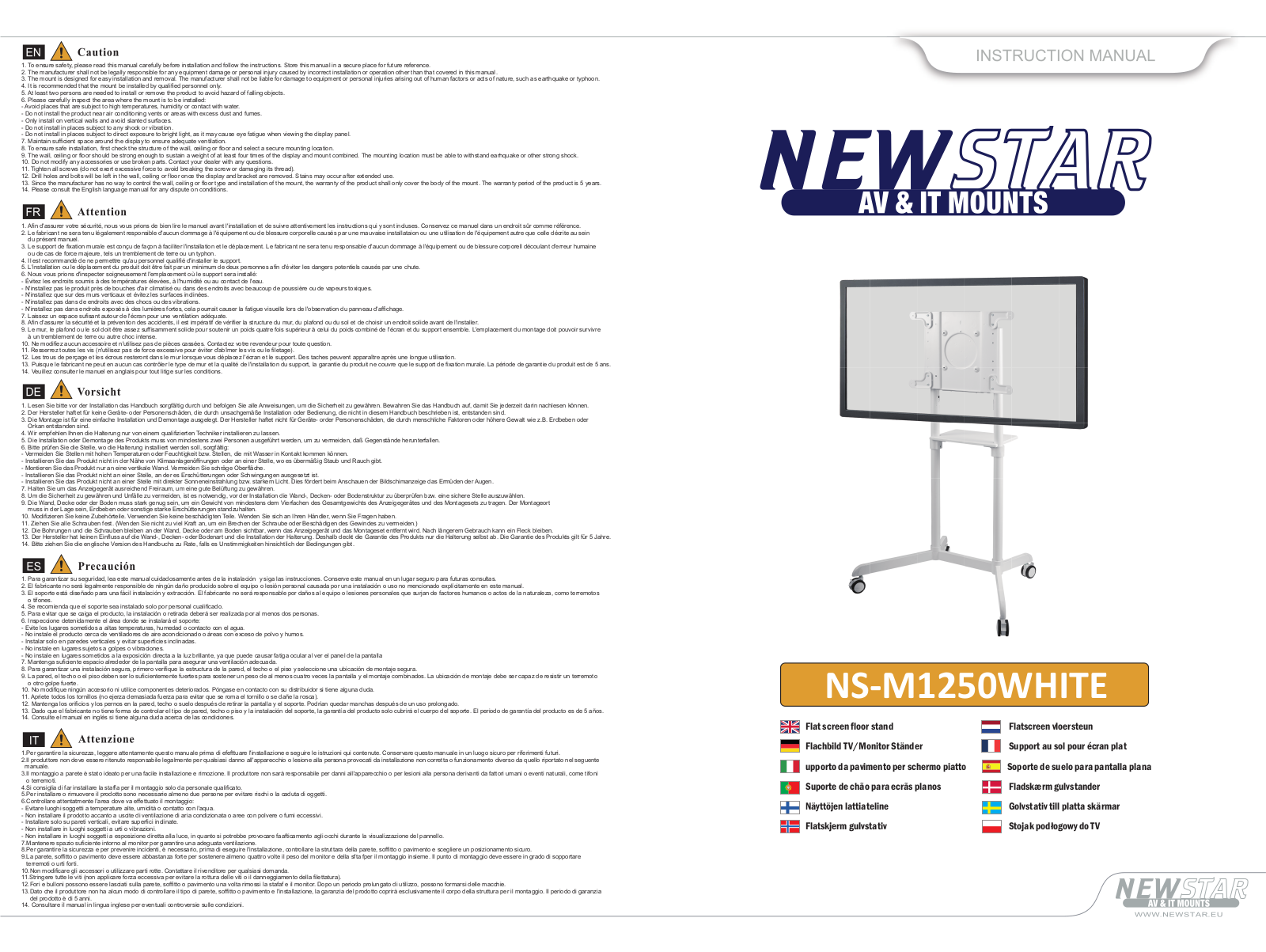 Newstar NS-M1250WHITE User Manual