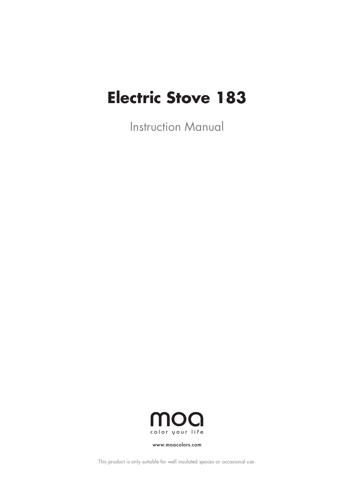 Moa Electric Stove 183 User guide