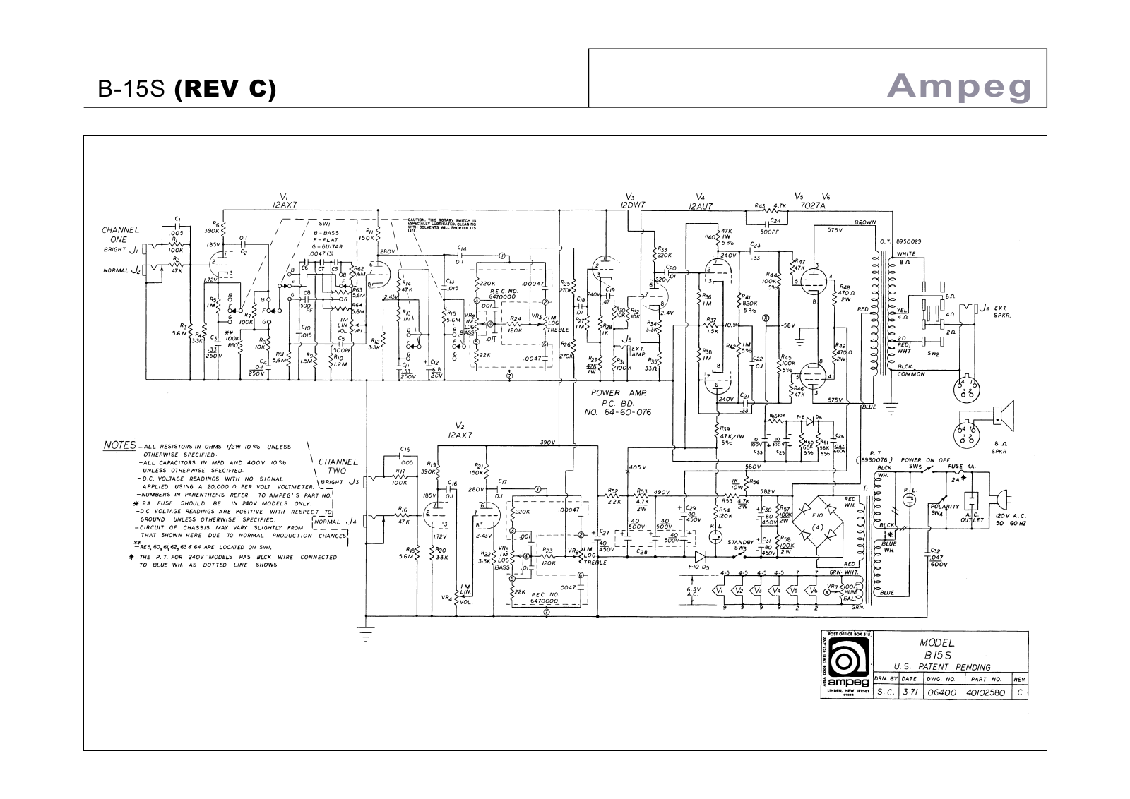 AMPEG B 15S Service Manual