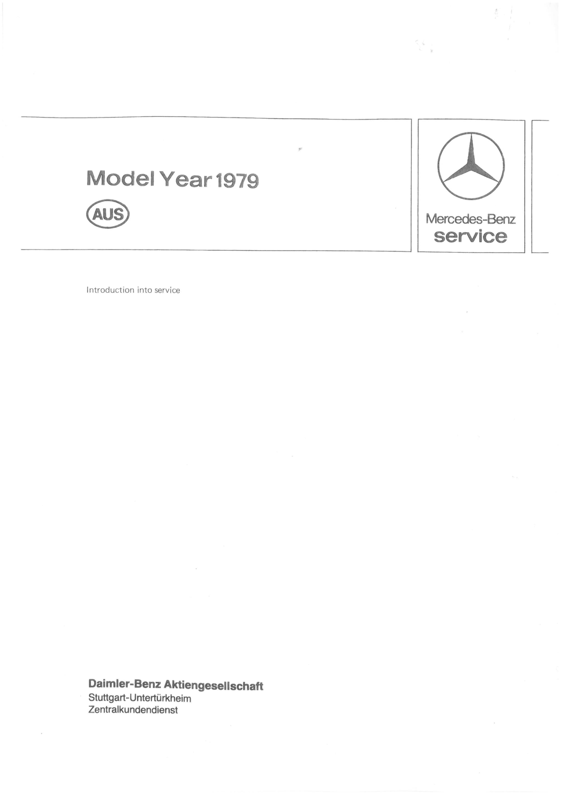 Mercedes 230 1979, 240 1979, 280 1979, 300 1979, 450 1979 User Manual