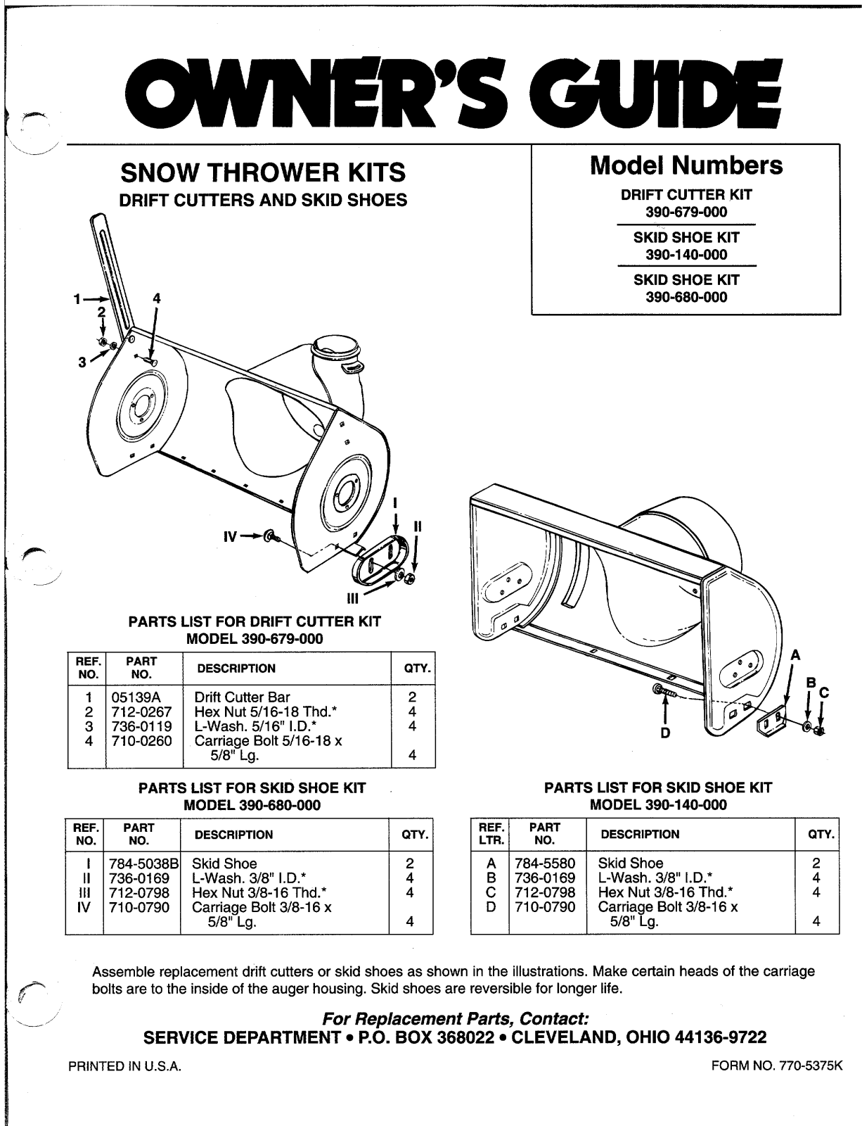 Mtd OEM-390-679, OEM-390-680, OEM-390-140 owners guide