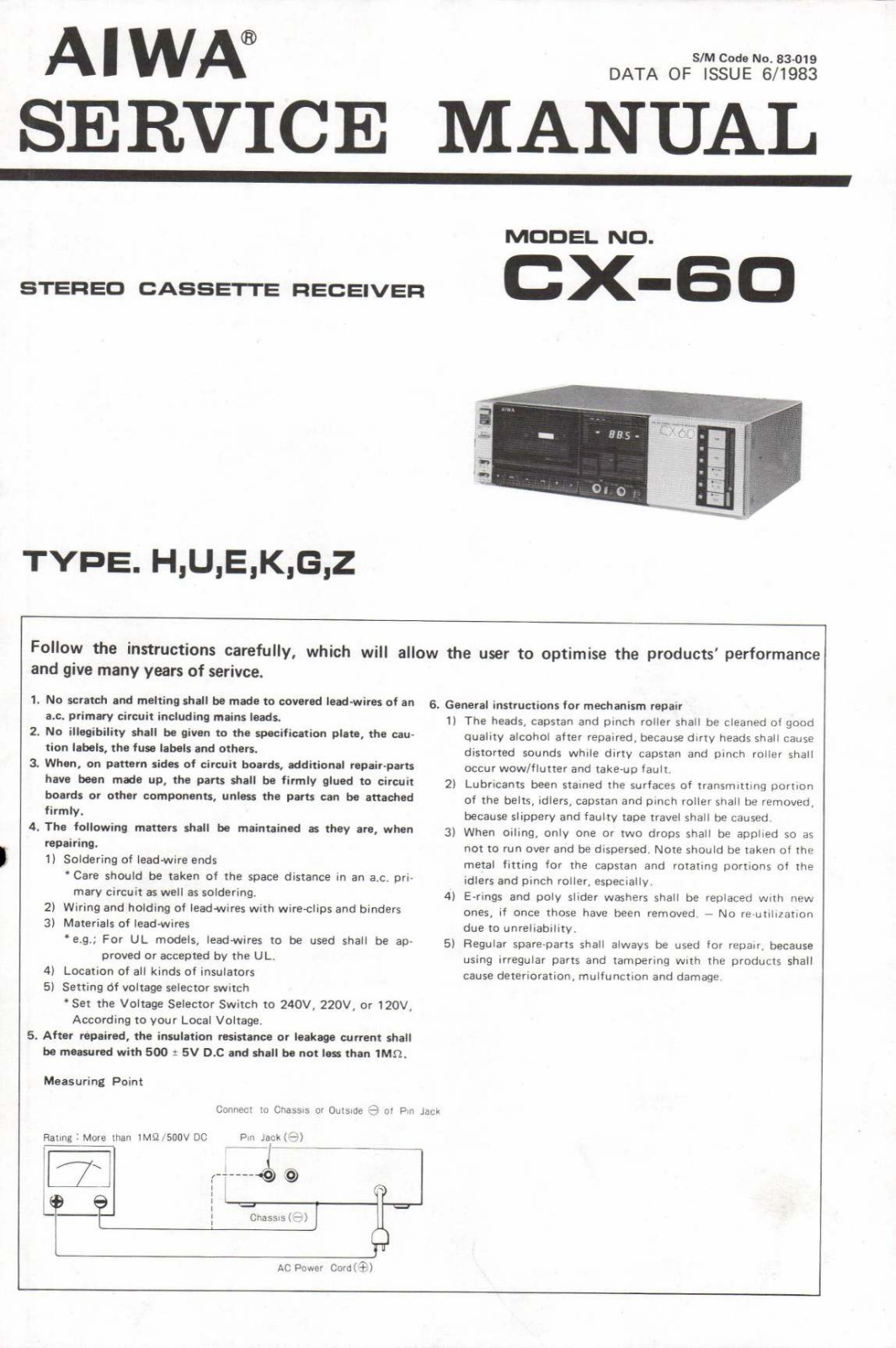 Aiwa CX60 Schematic