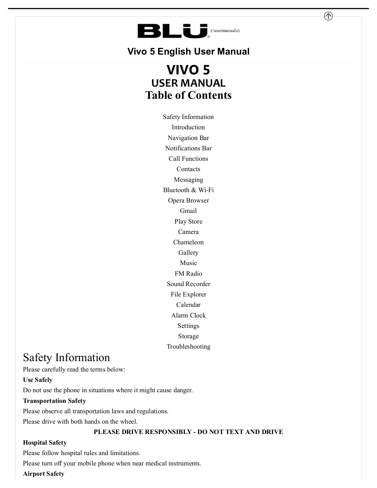 Blu Vivo 5 User Manual