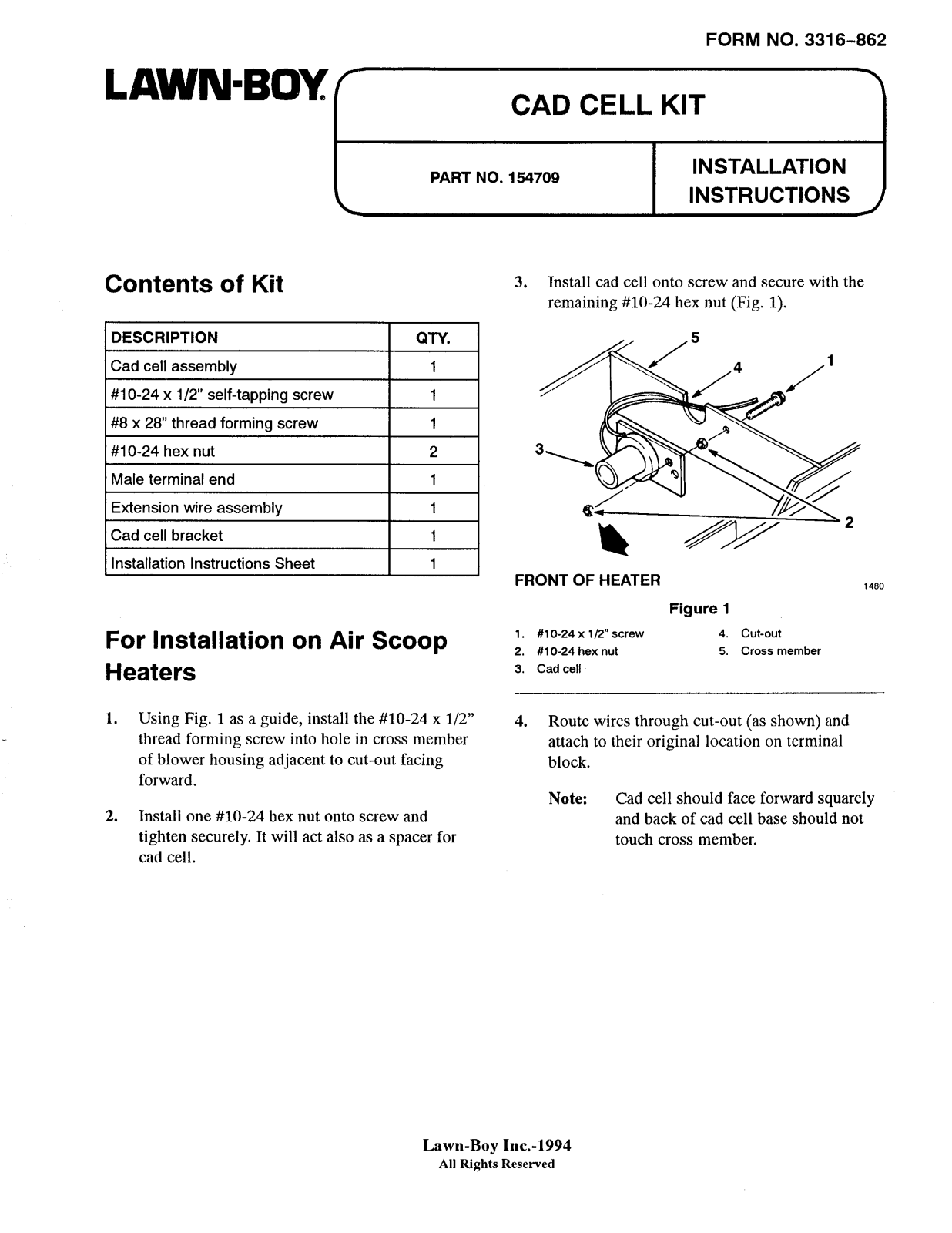 Toro 154709 Installation Instructions