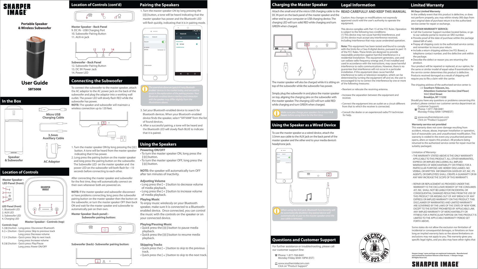 Sharper image SBT5008 User Manual