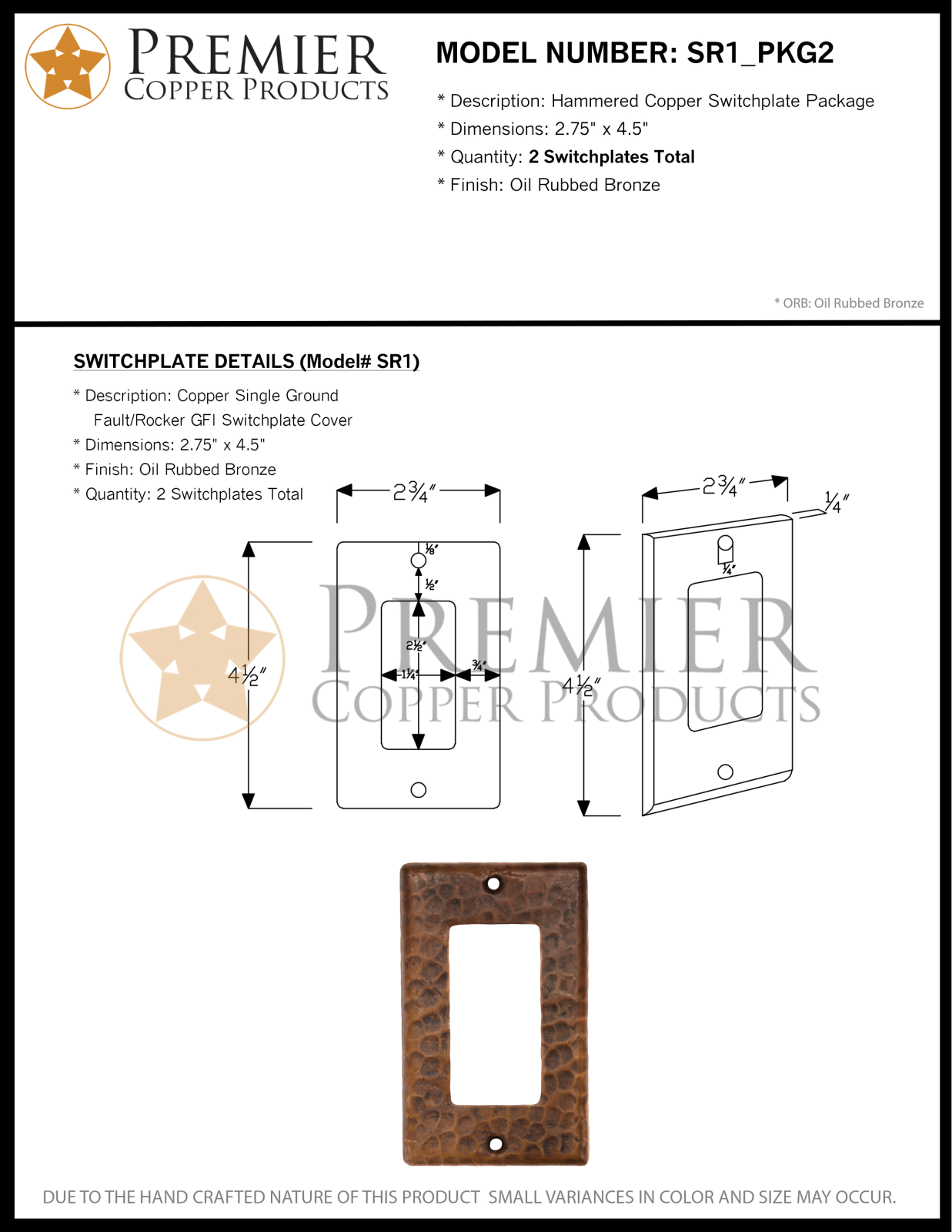 Premier Copper Products IER1739 Specifications - ManualMachine.com