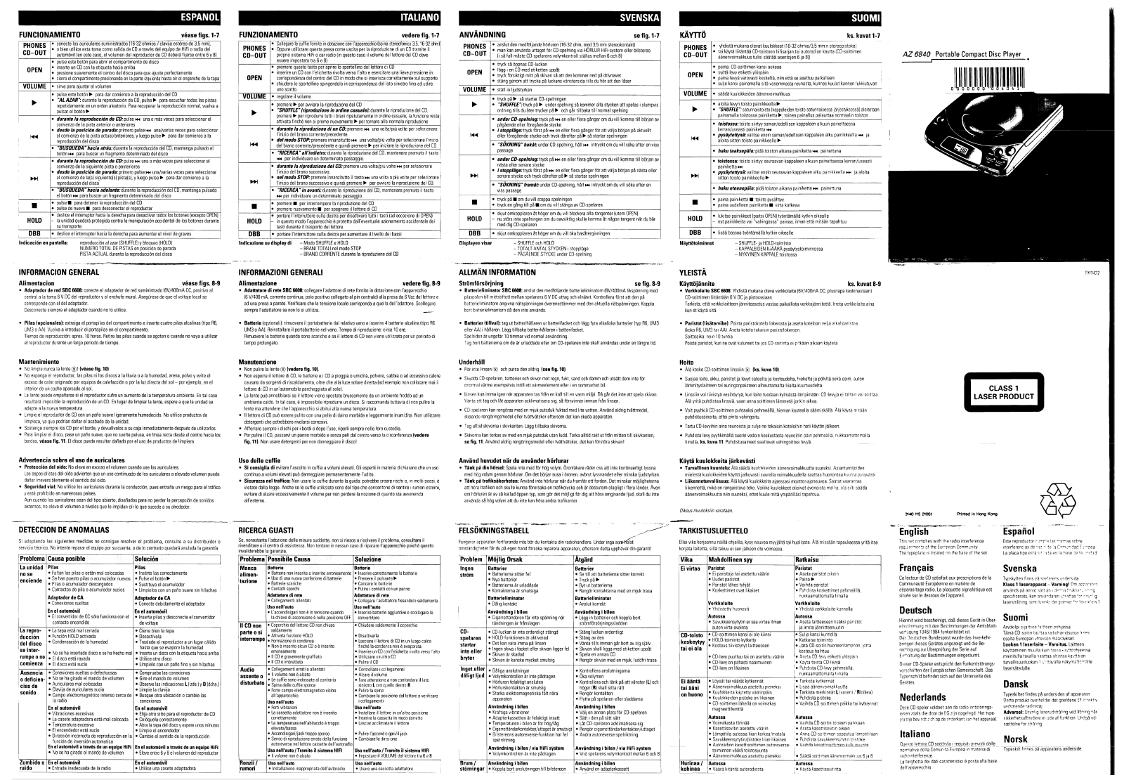 Philips AZ6840, AZ6840/18, AZ6840/17, AZ6840/05, AZ6840/00 User Manual