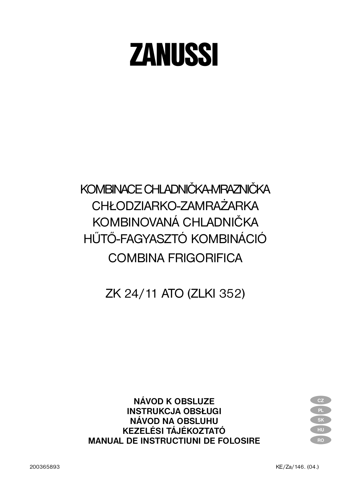 Zanussi ZK 24/11 ATO User Manual