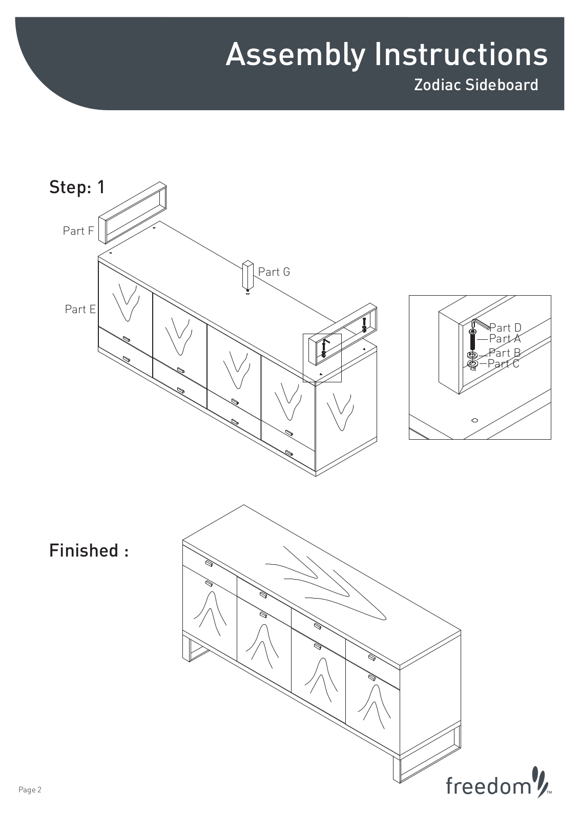 Freedom Zodiac Sideboard Assembly Instruction