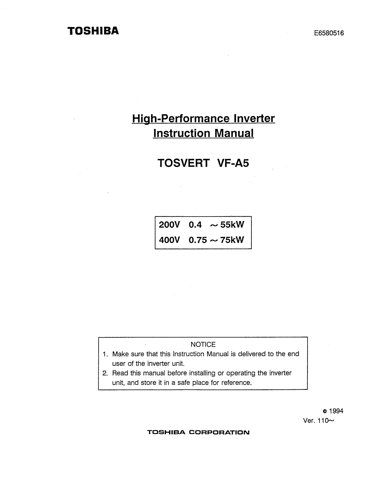 Toshiba VF-A5 User Manual