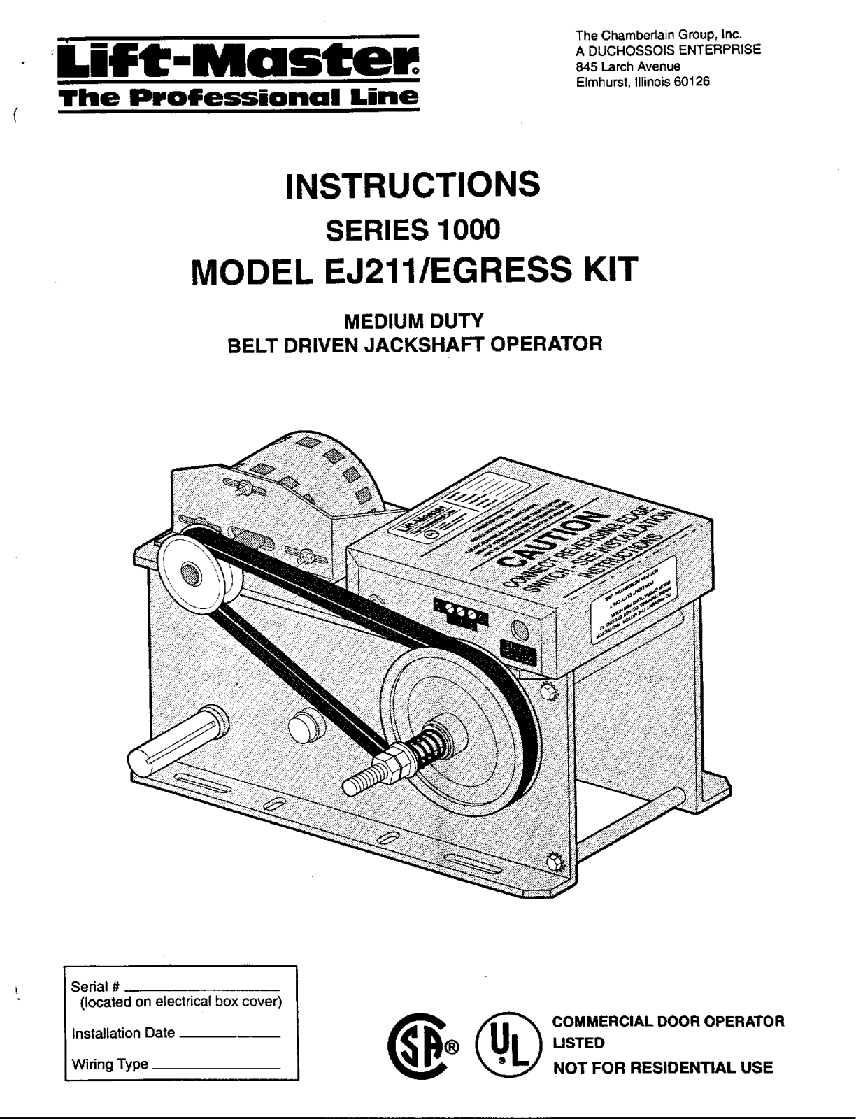 Lift-master EJ User Manual