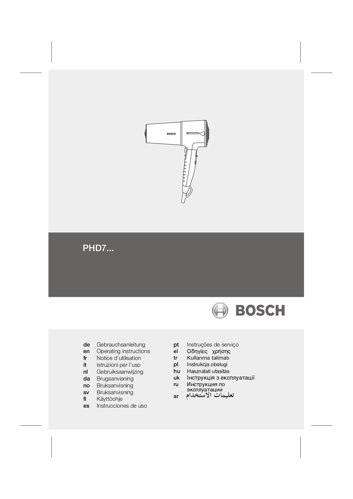 Bosch PHD7960 Manual