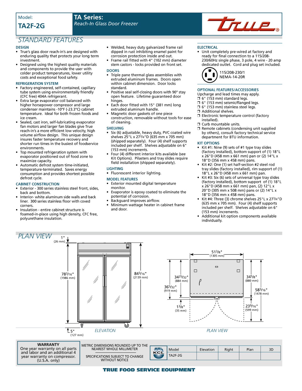 True TA2F-2G User Manual