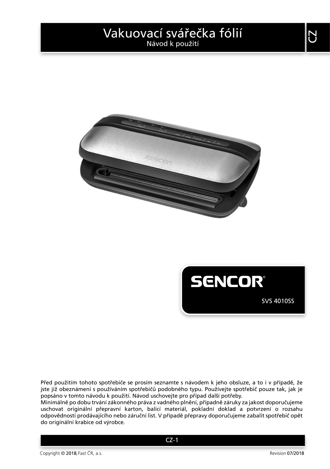 Sencor SVS 4010SS User Manual