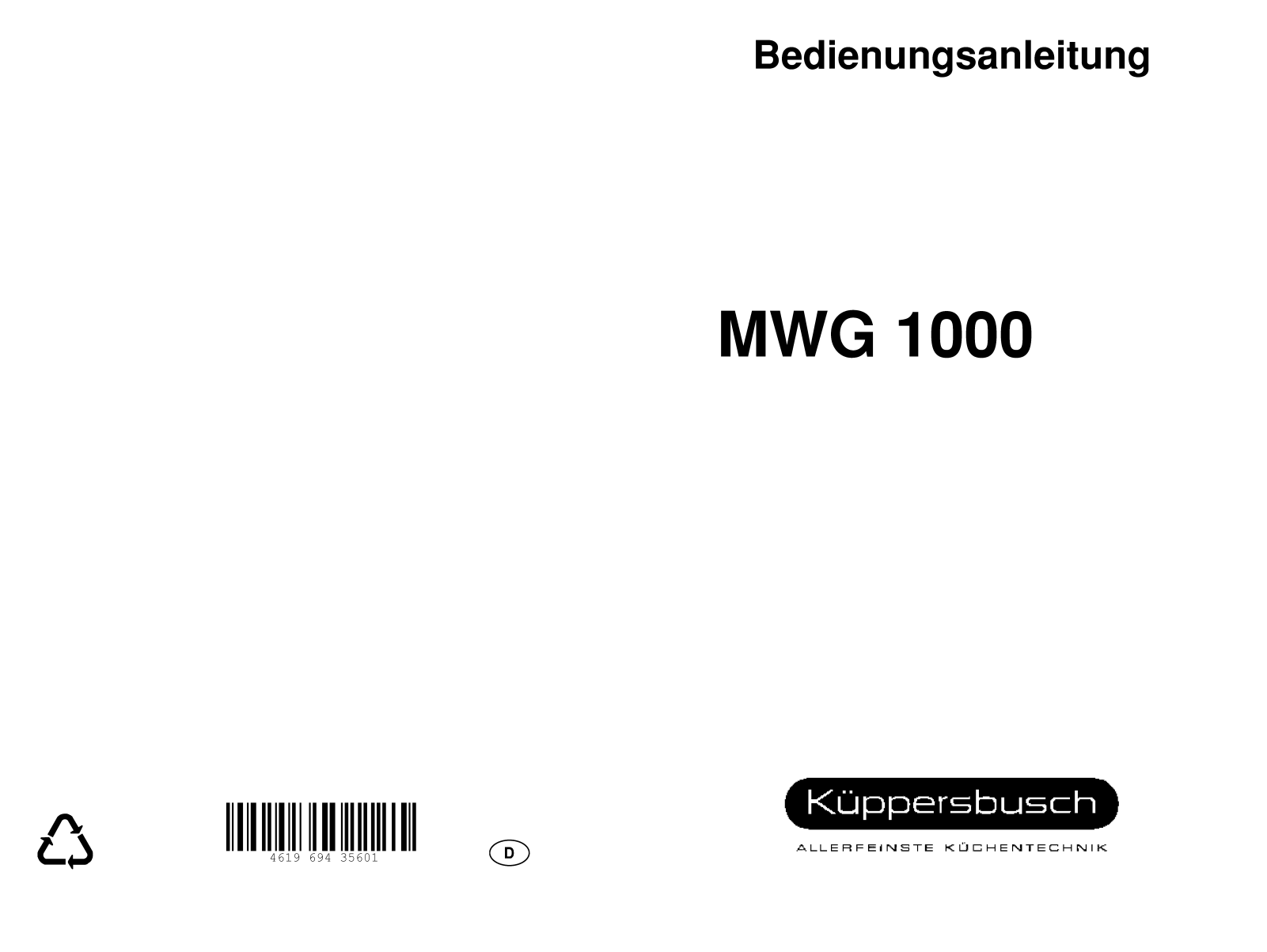 Kuppersbusch MWG 1000 Instruction Manual