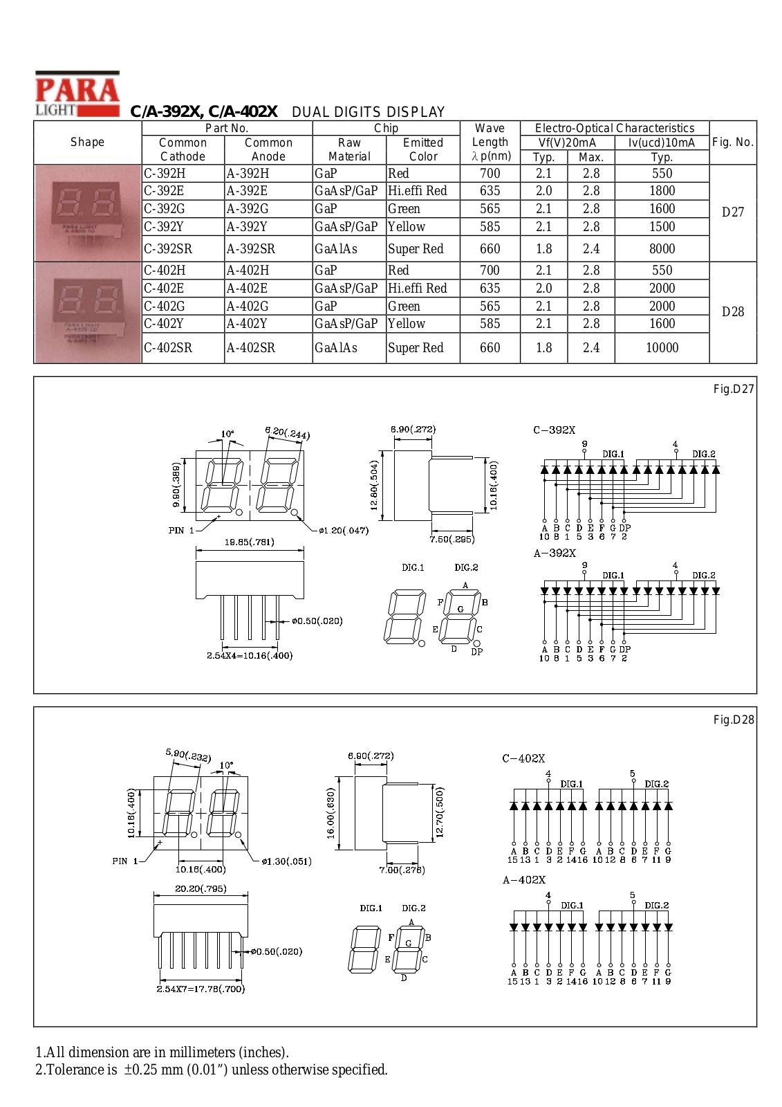 Datasheet C-392Y, C-392SR, C-392H, C-392G, C-392E Datasheet (PARA) - ManualMachine.com