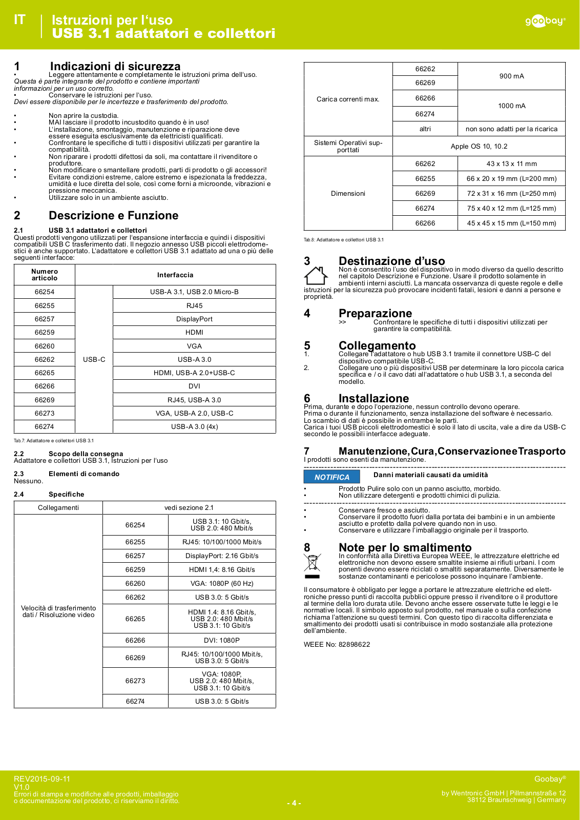 Goobay USB 3.1 Adapters and HUBs User manual