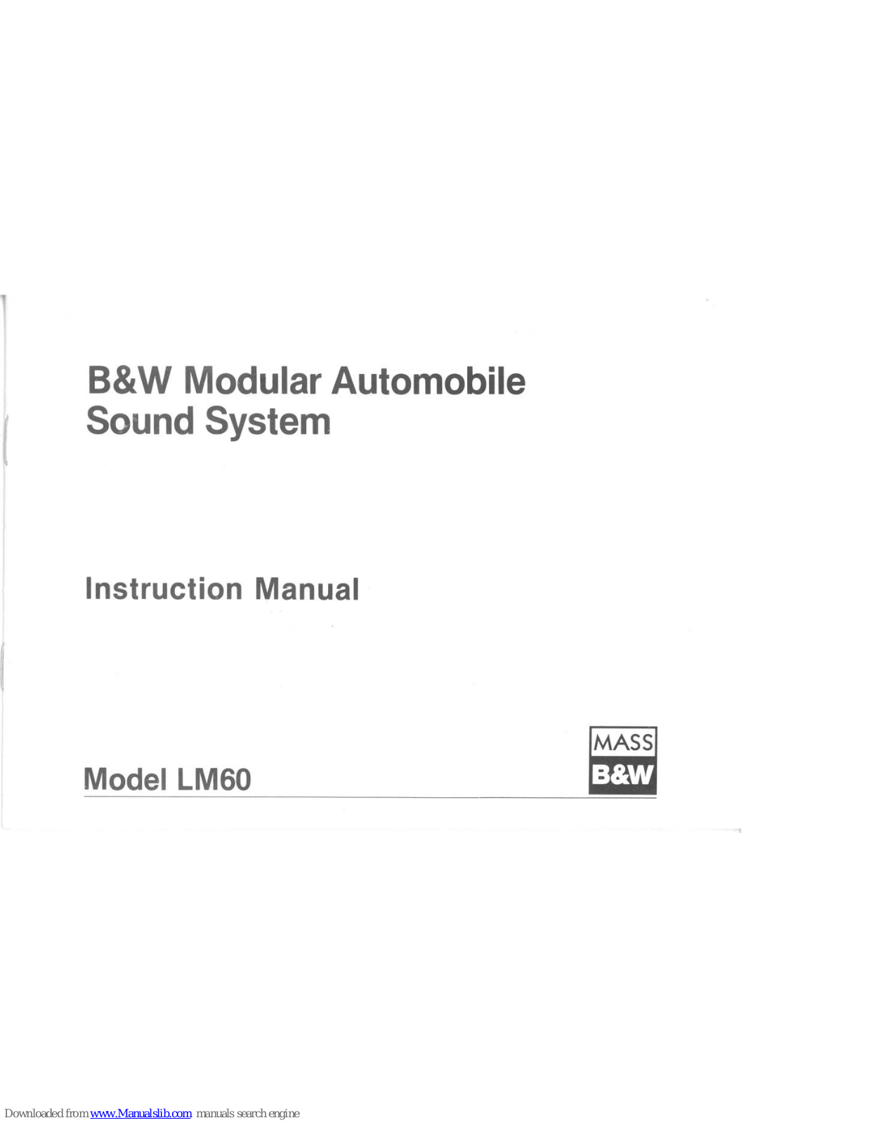 Bowers & Wilkins LM60 Instruction Manual