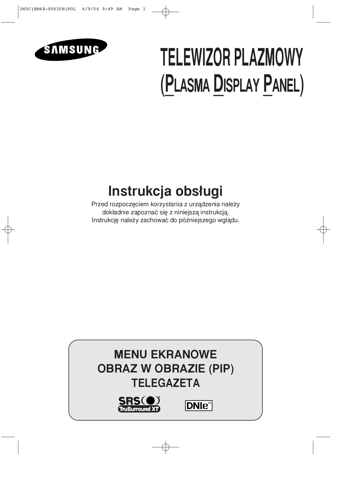 Samsung PS-42V4S User Manual