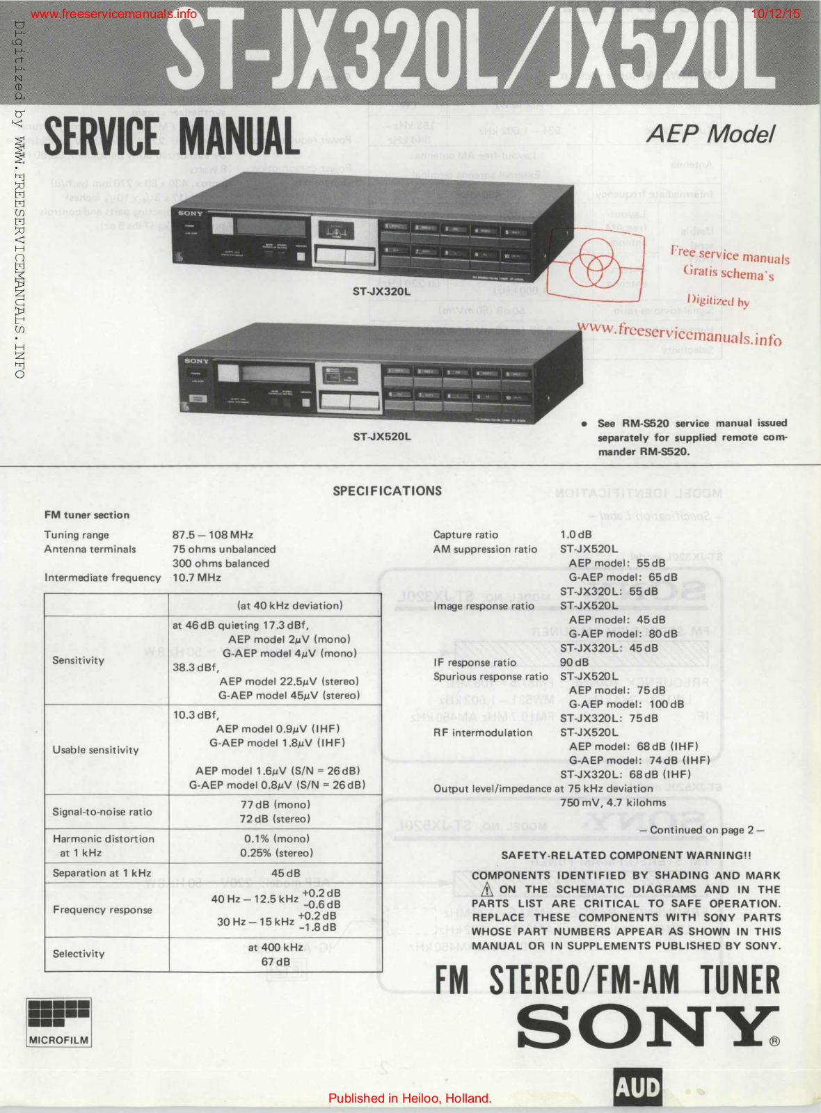Sony ST-JX320L, ST-JX520L Schematic