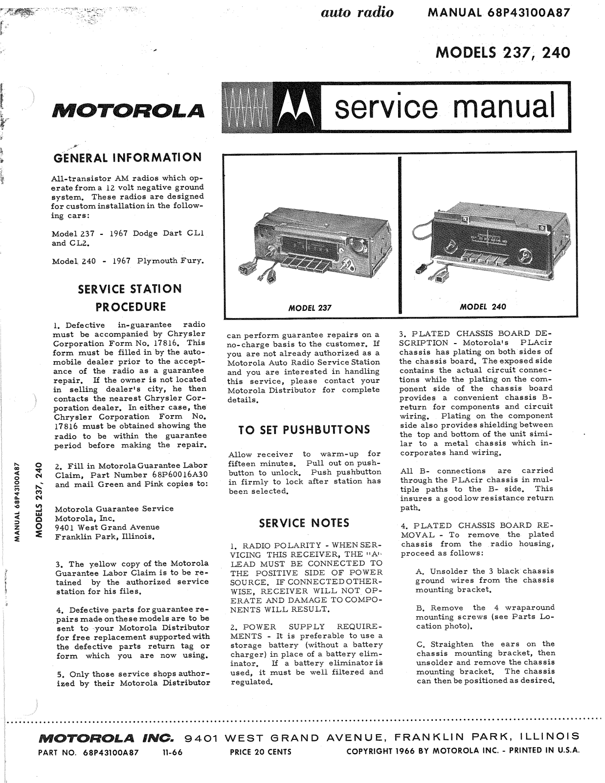 Moth Audio 237, 240 Service manual