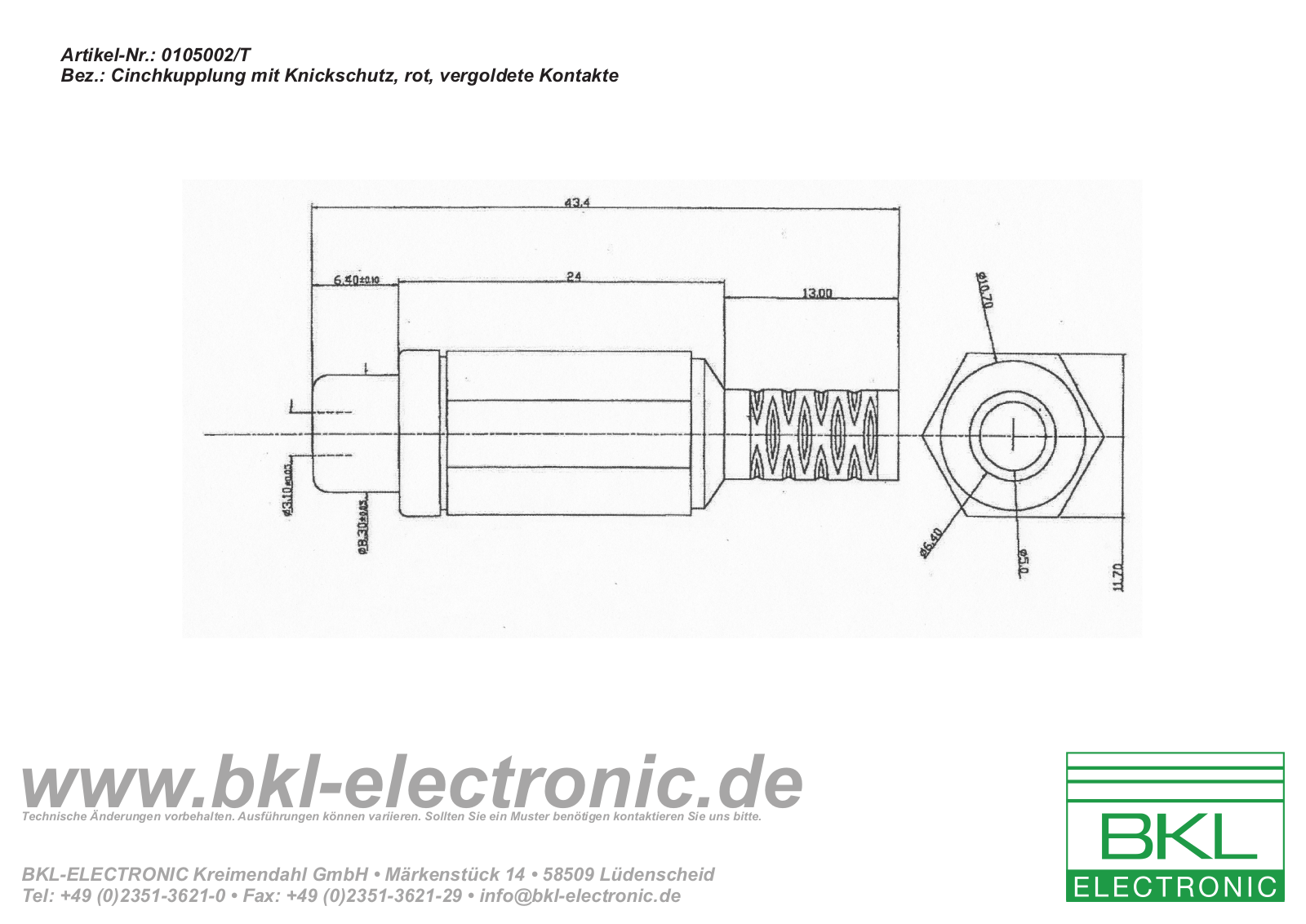 BKL BKL 0105002/T Datasheet - ManualMachine.com