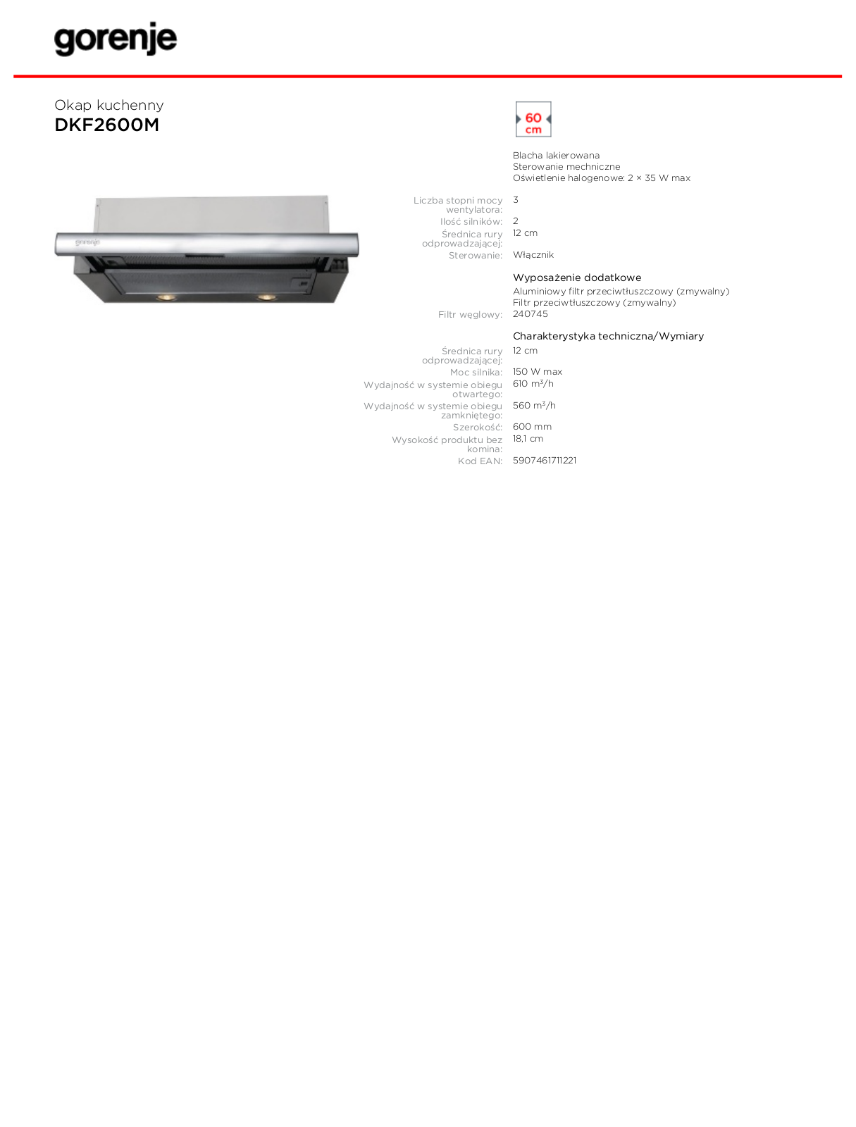 Gorenje DKF2600M DATASHEET