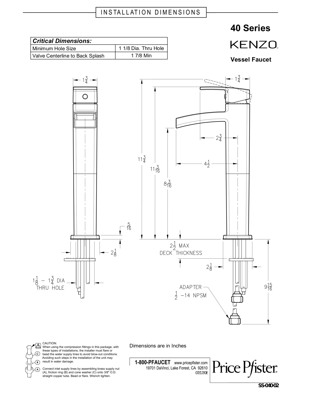 Pfister GT40-DF0K User Manual