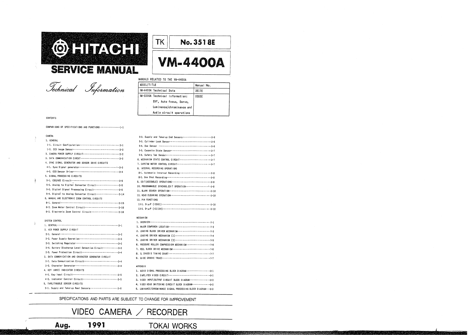 Hitachi VM4400A Service Manual