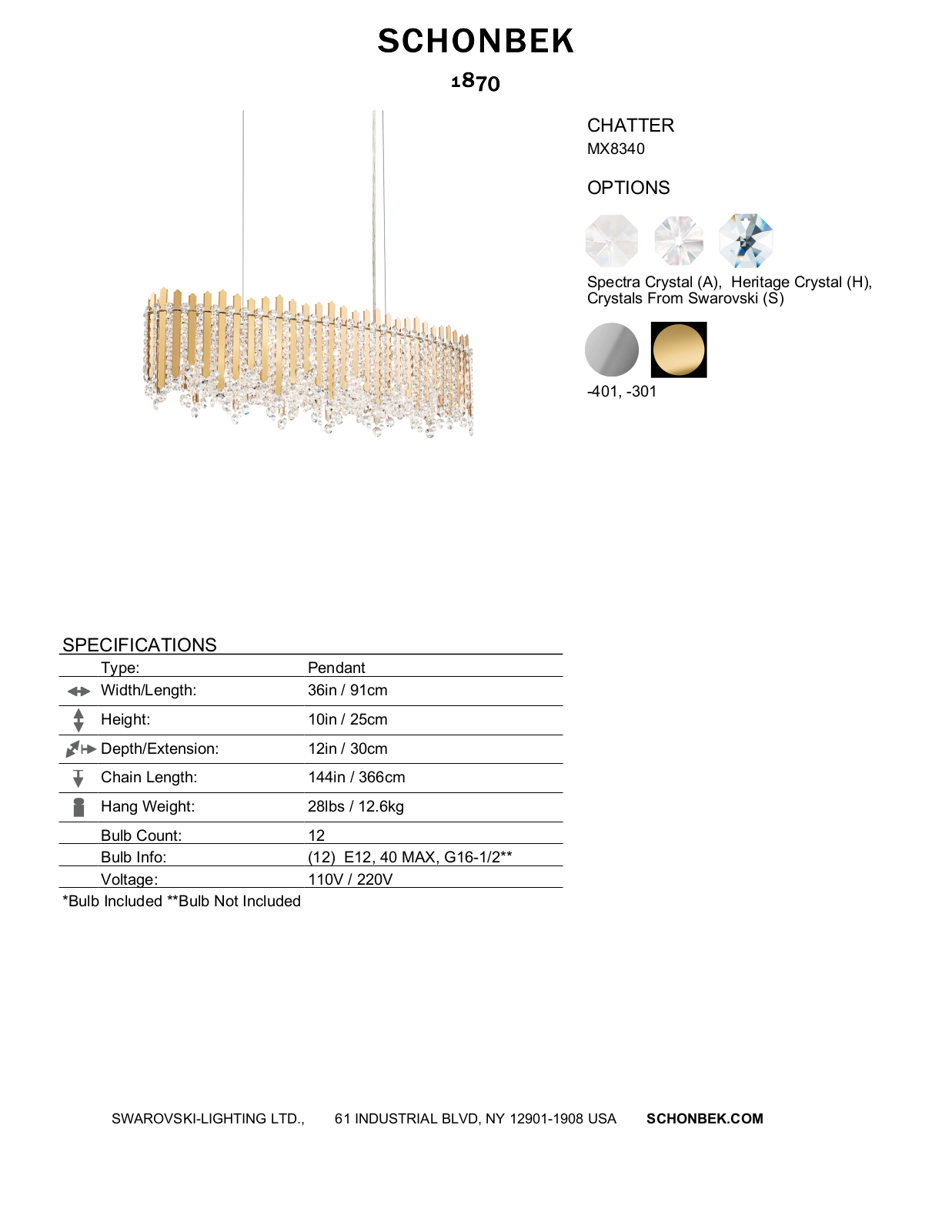 Schonbek SOC10320 Specifications - ManualMachine.com