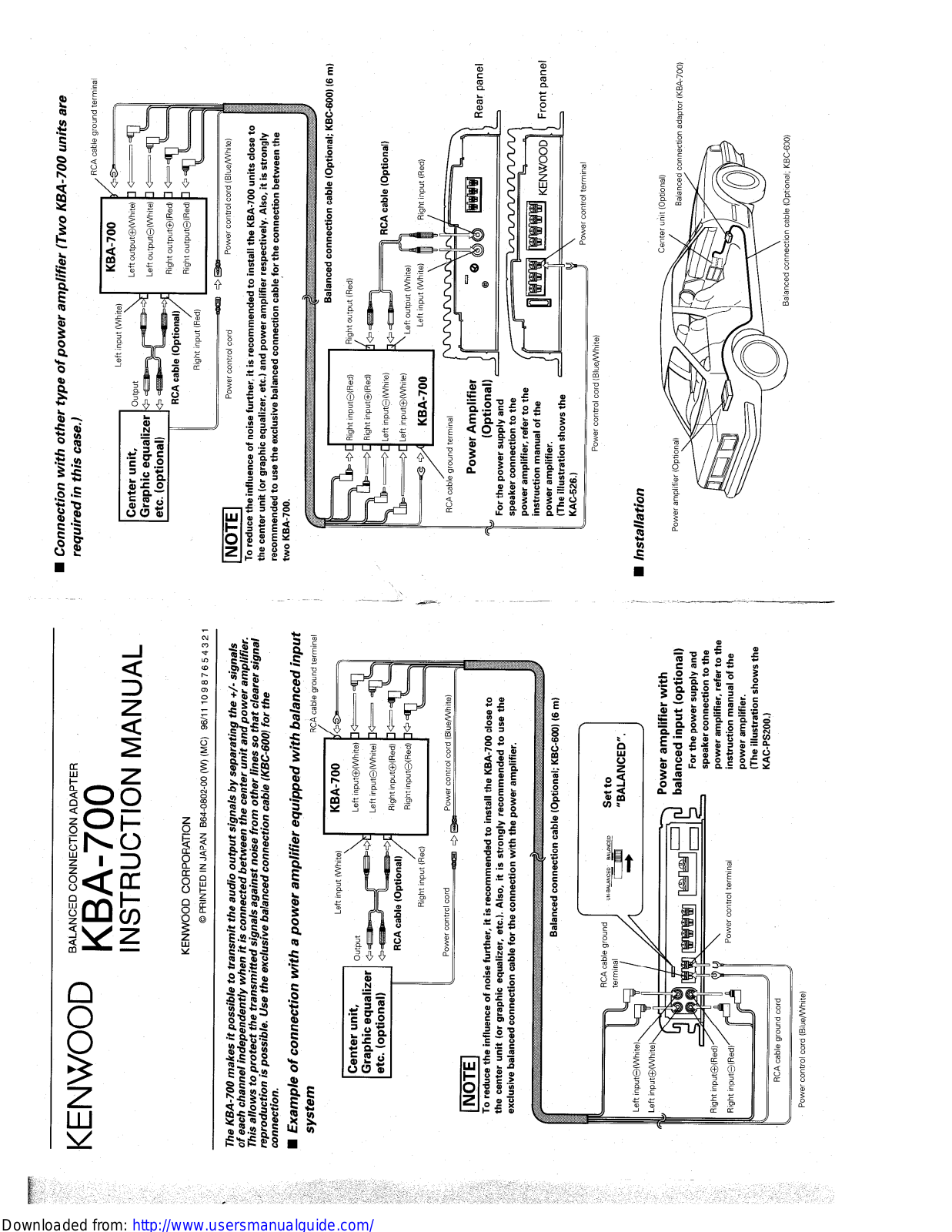 KENWOOD KBA-700 User Manual