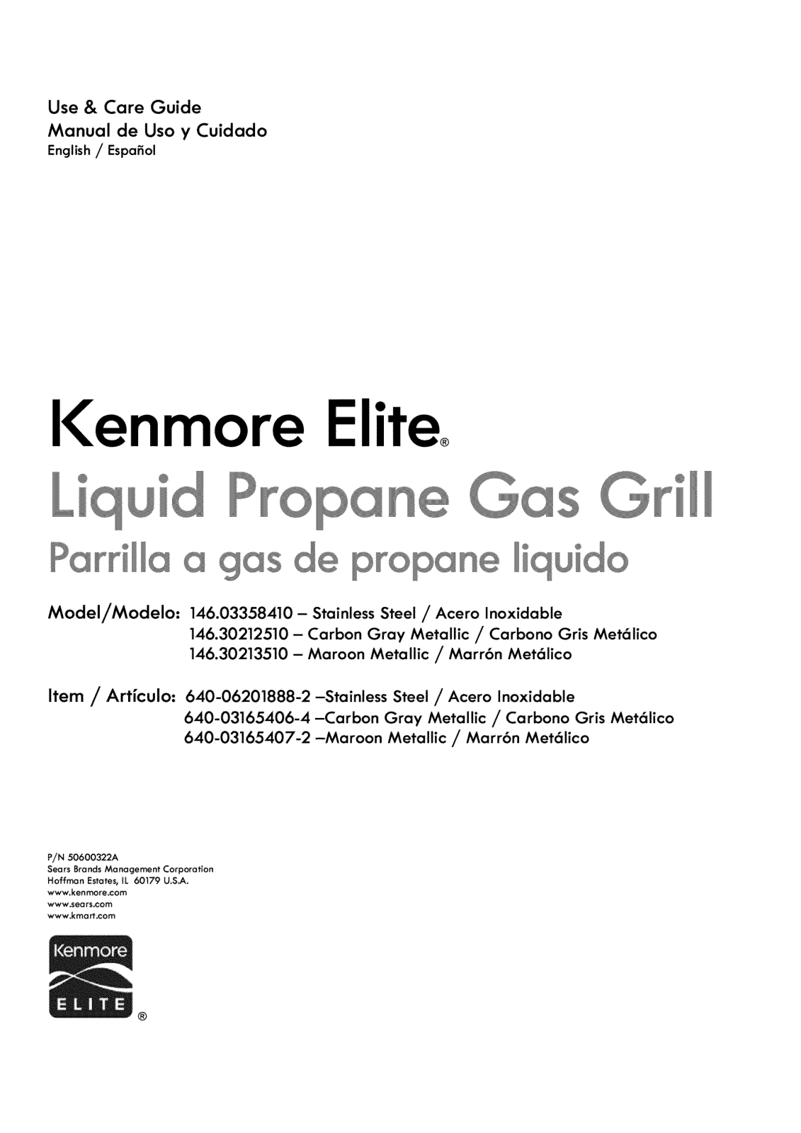 Kenmore Elite 146.03358410, Elite 146.30213510, Elite 146.30212510 User Manual