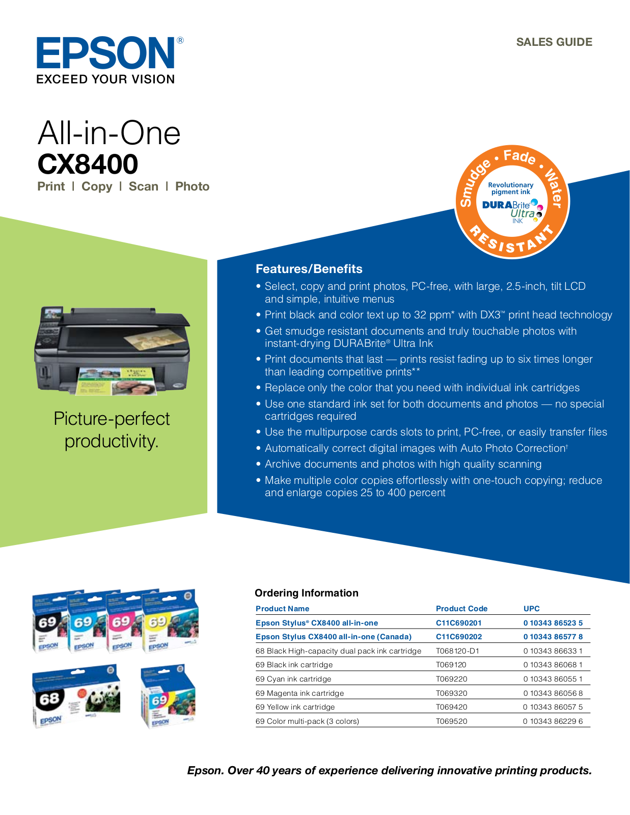 Epson Stylus CX8400 Product Brochure