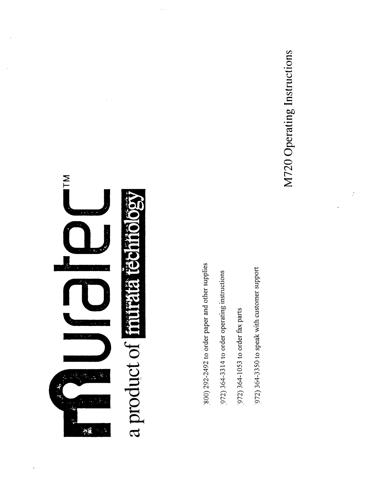 Muratec M-720 Operating Manual