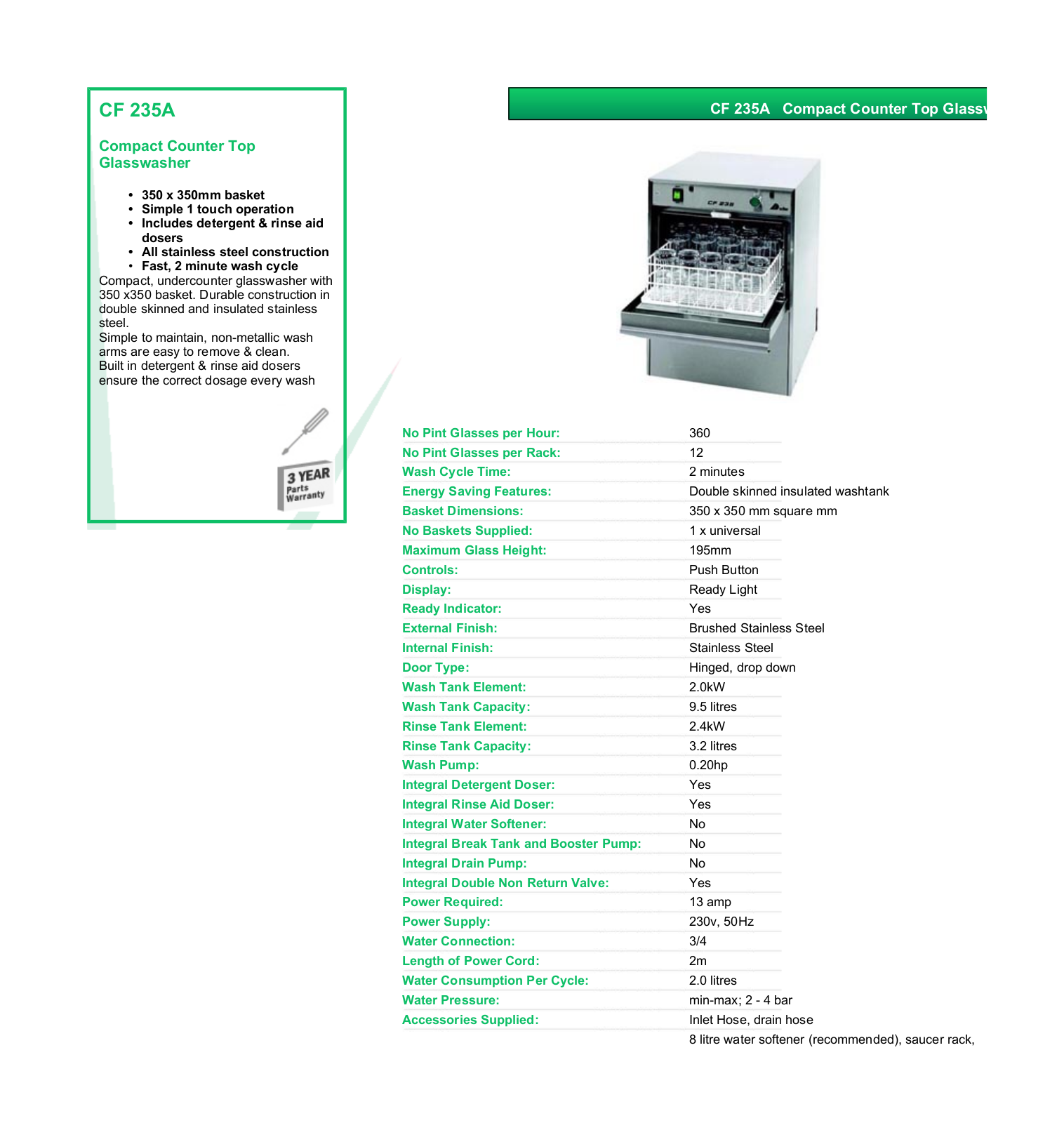 Valera CF 235A DATASHEET