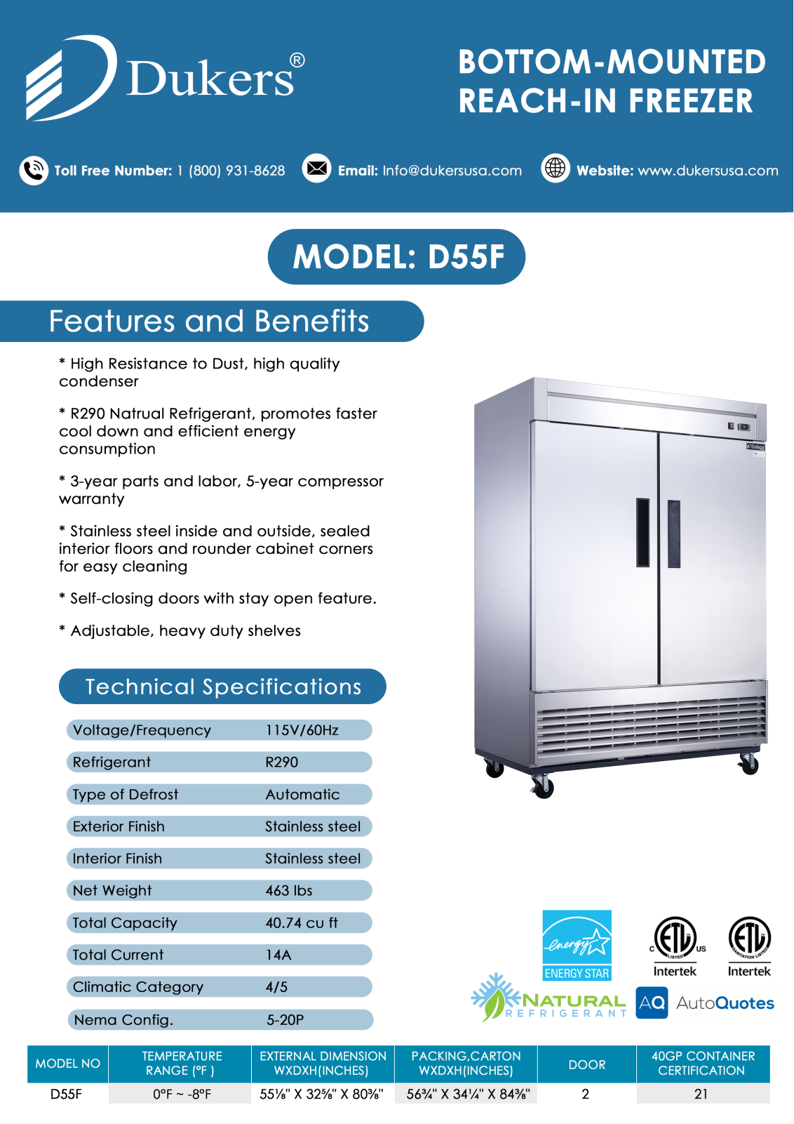 Dukers D55F Specifications