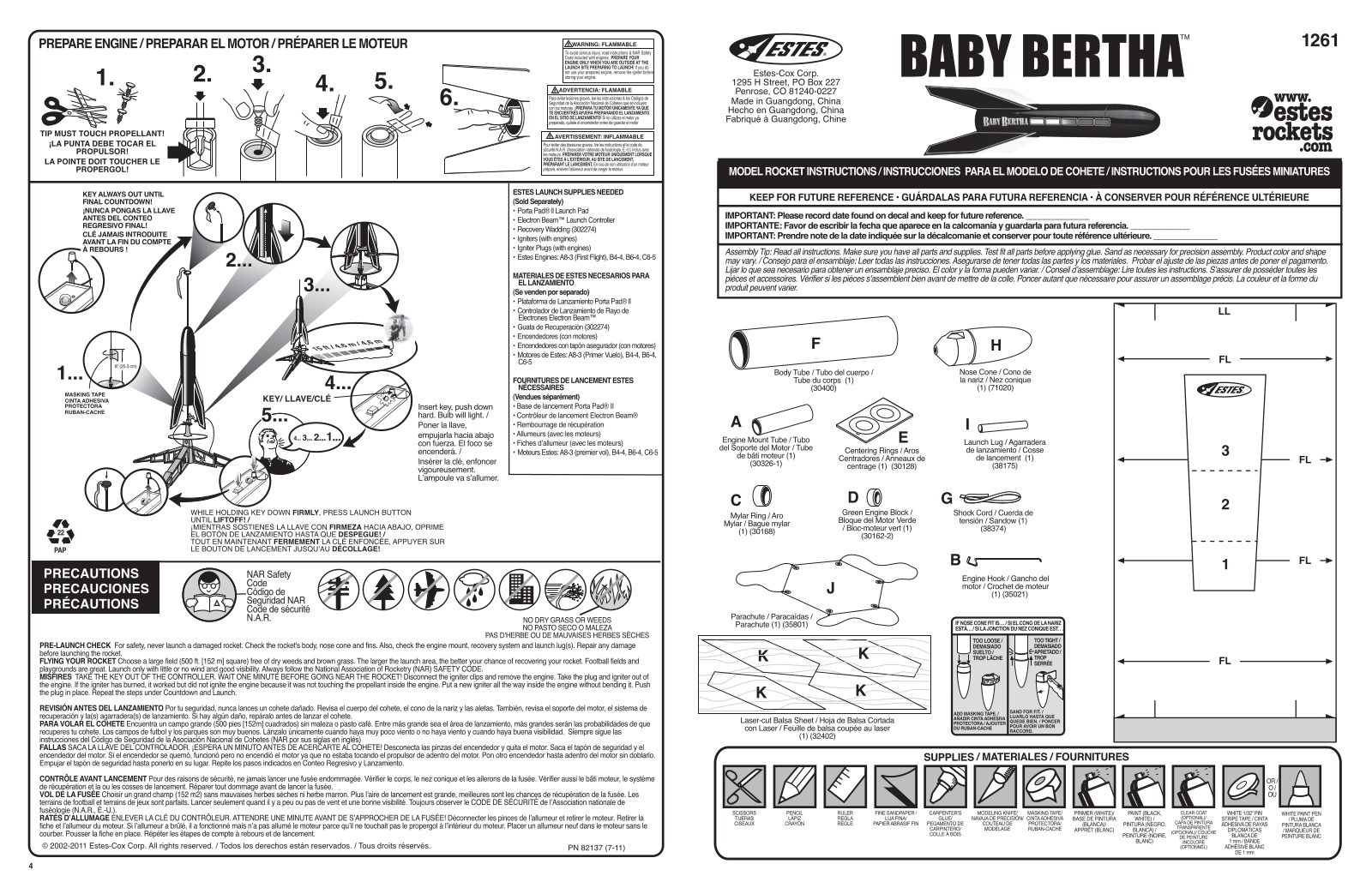 ESTES BABY BERTHA User Manual