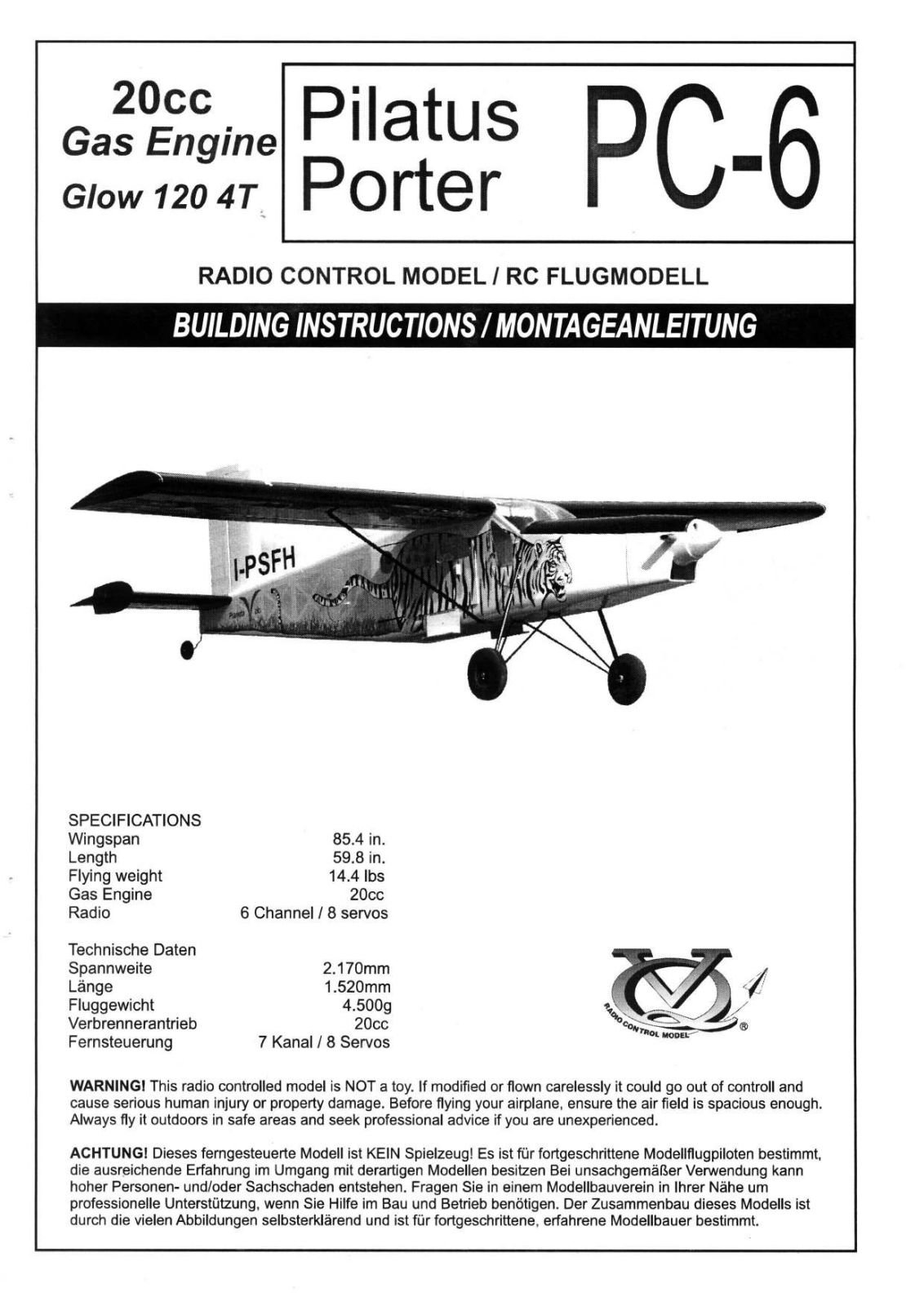 VQ Model Pilatus PC-6 Porter 85 User guide - ManualMachine.com