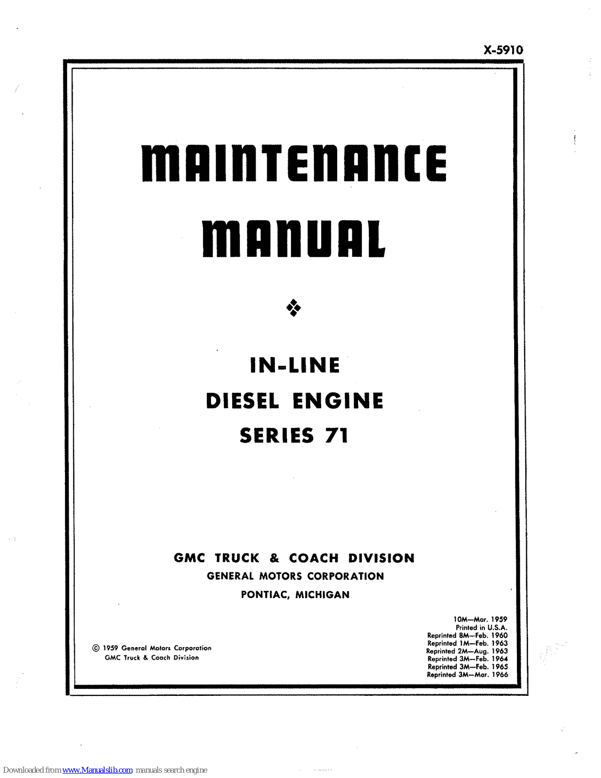 GMC 1 Series, 4-71, 6-71 Maintenance Manual