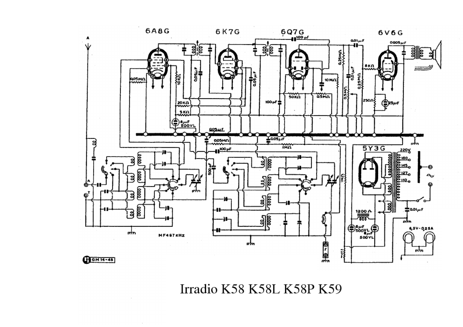 Irradio k58, k58l, k58p, k59 schematic