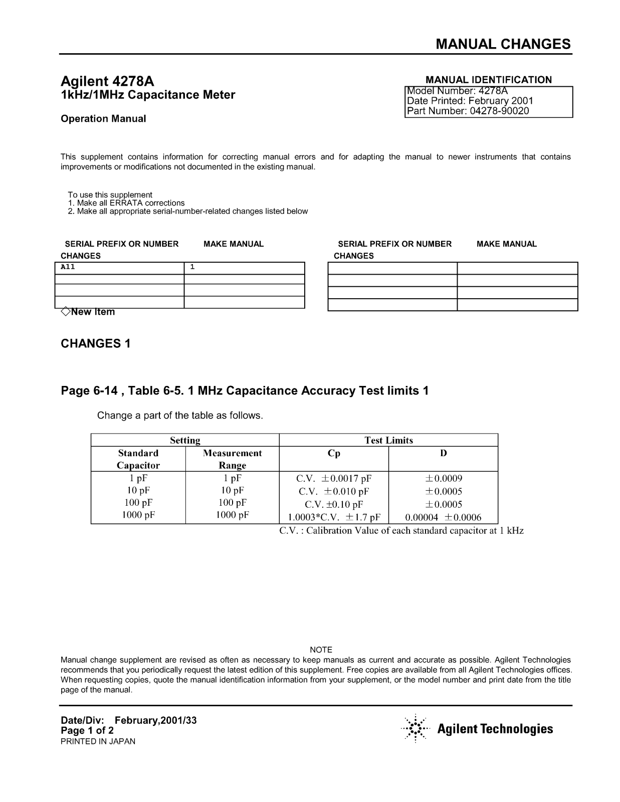 Keysight (Agilent) 4278A Operations Guide