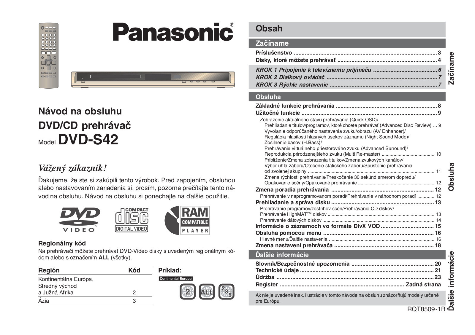 Panasonic DVD-S42 User Manual