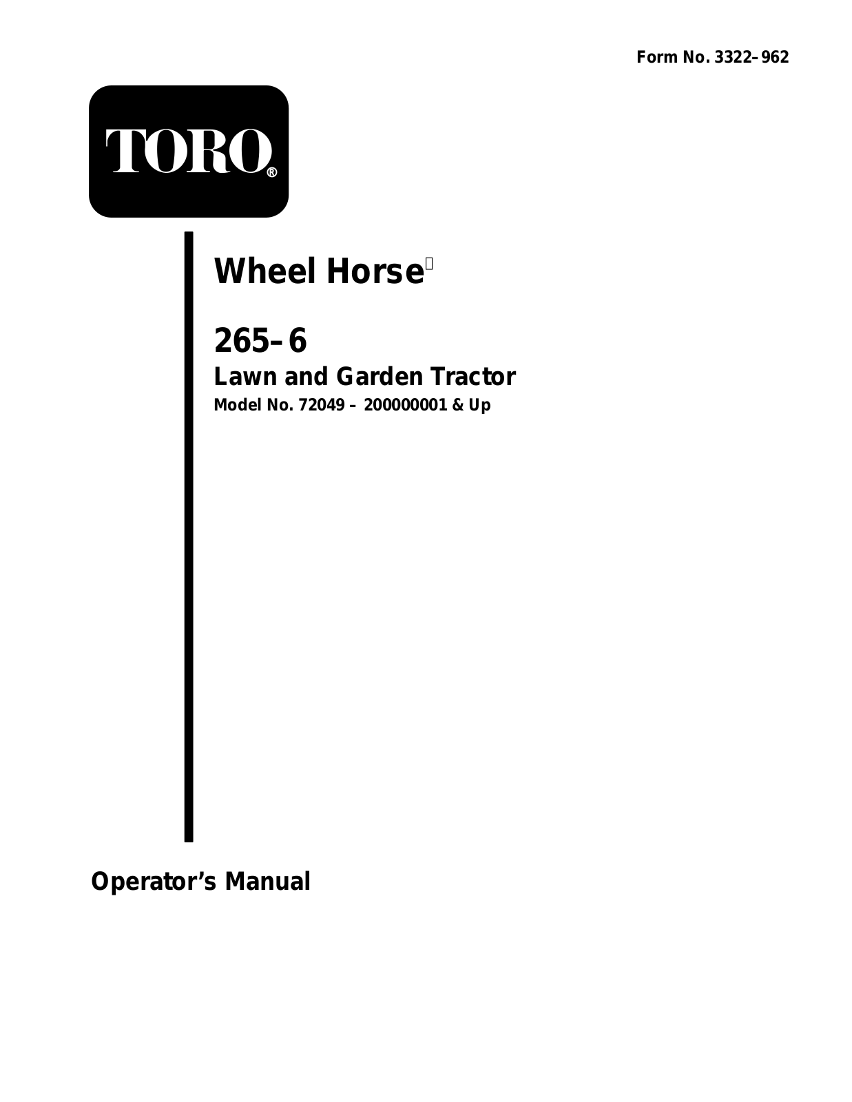 Toro 72049 Operator's Manual