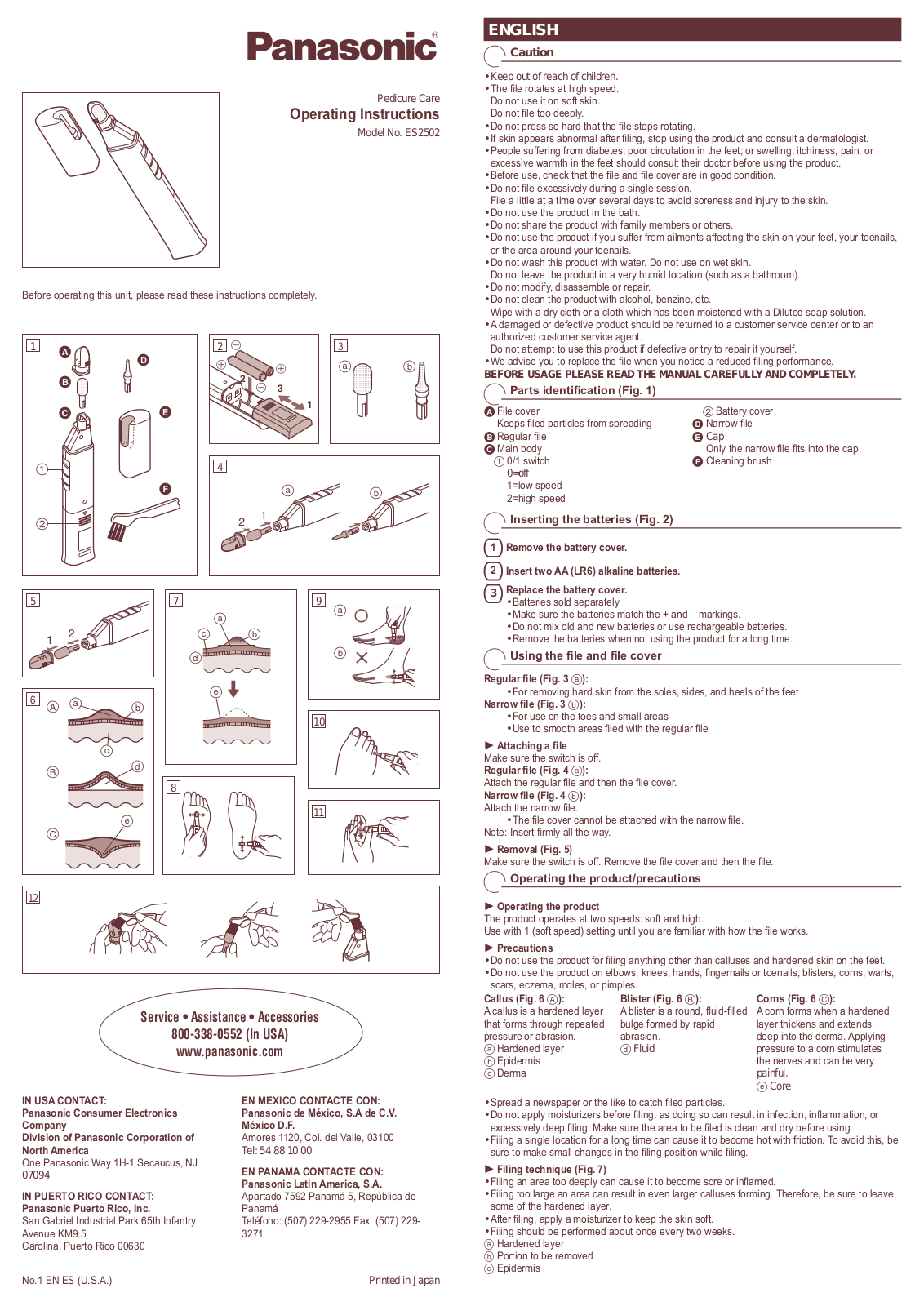 Panasonic ES2502 User Manual