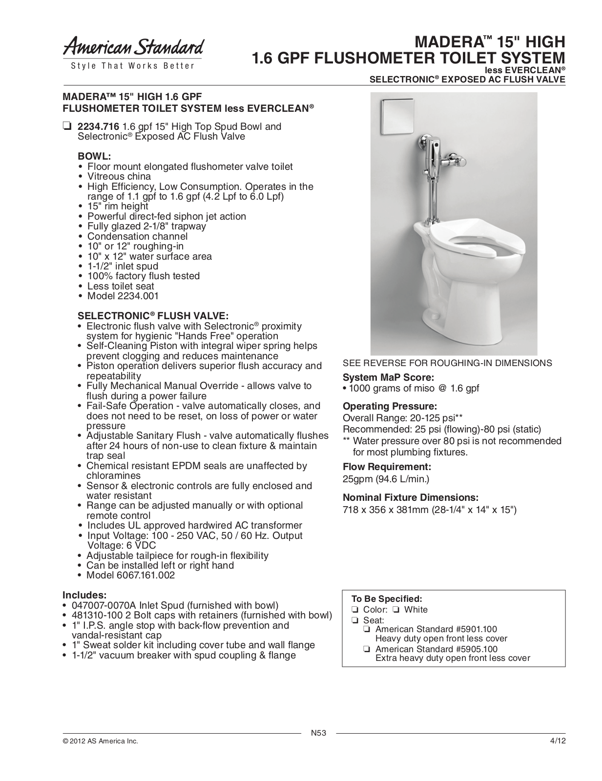 American Standard ASD8666 Specifications - ManualMachine.com