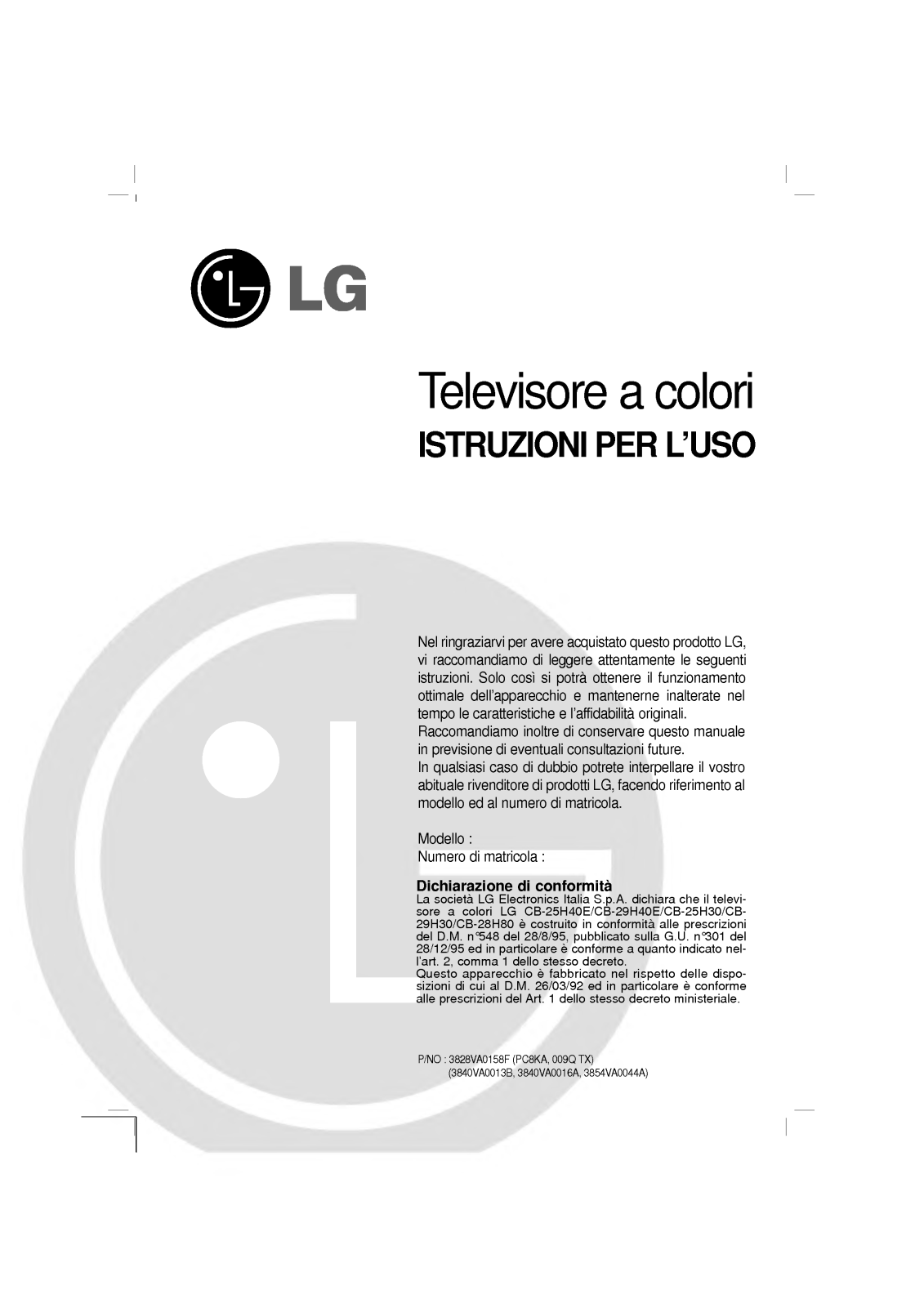 Lg CB-28H80 User Manual