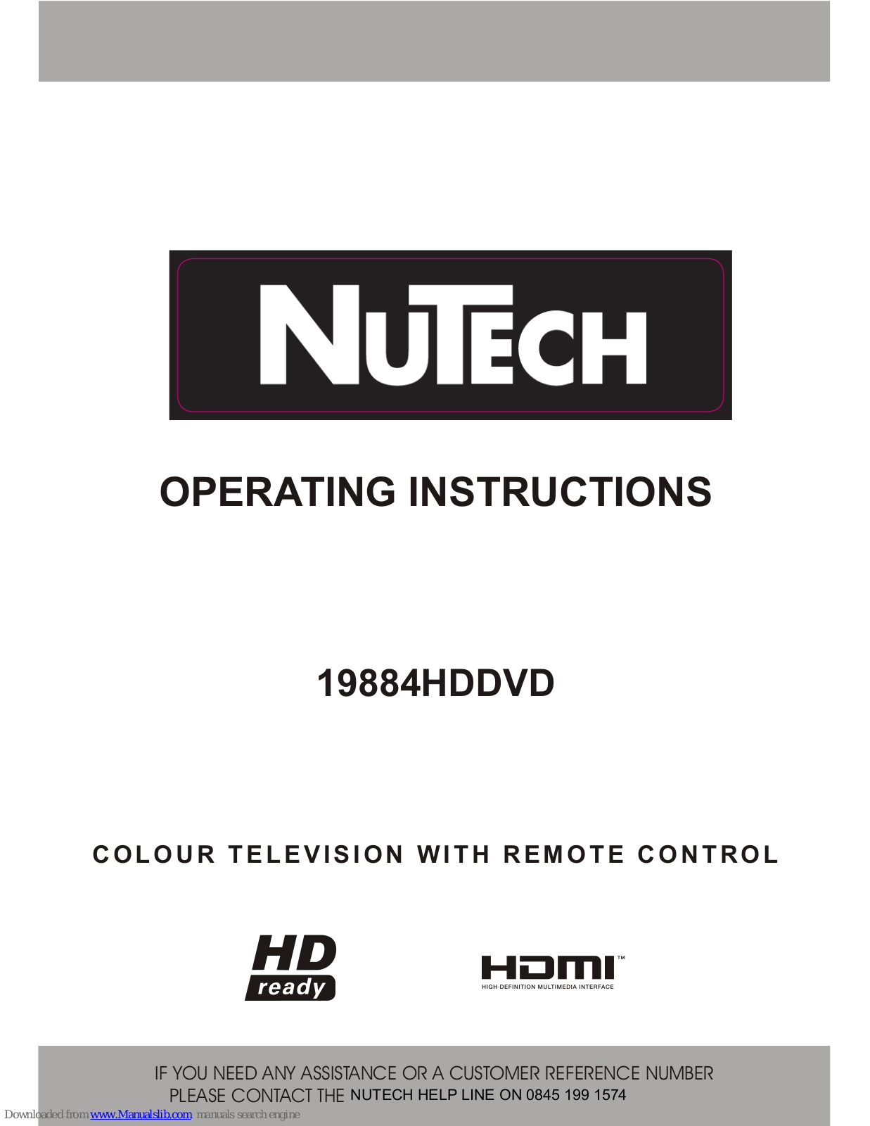 NuTech 19884HDDVD Operating Instructions Manual