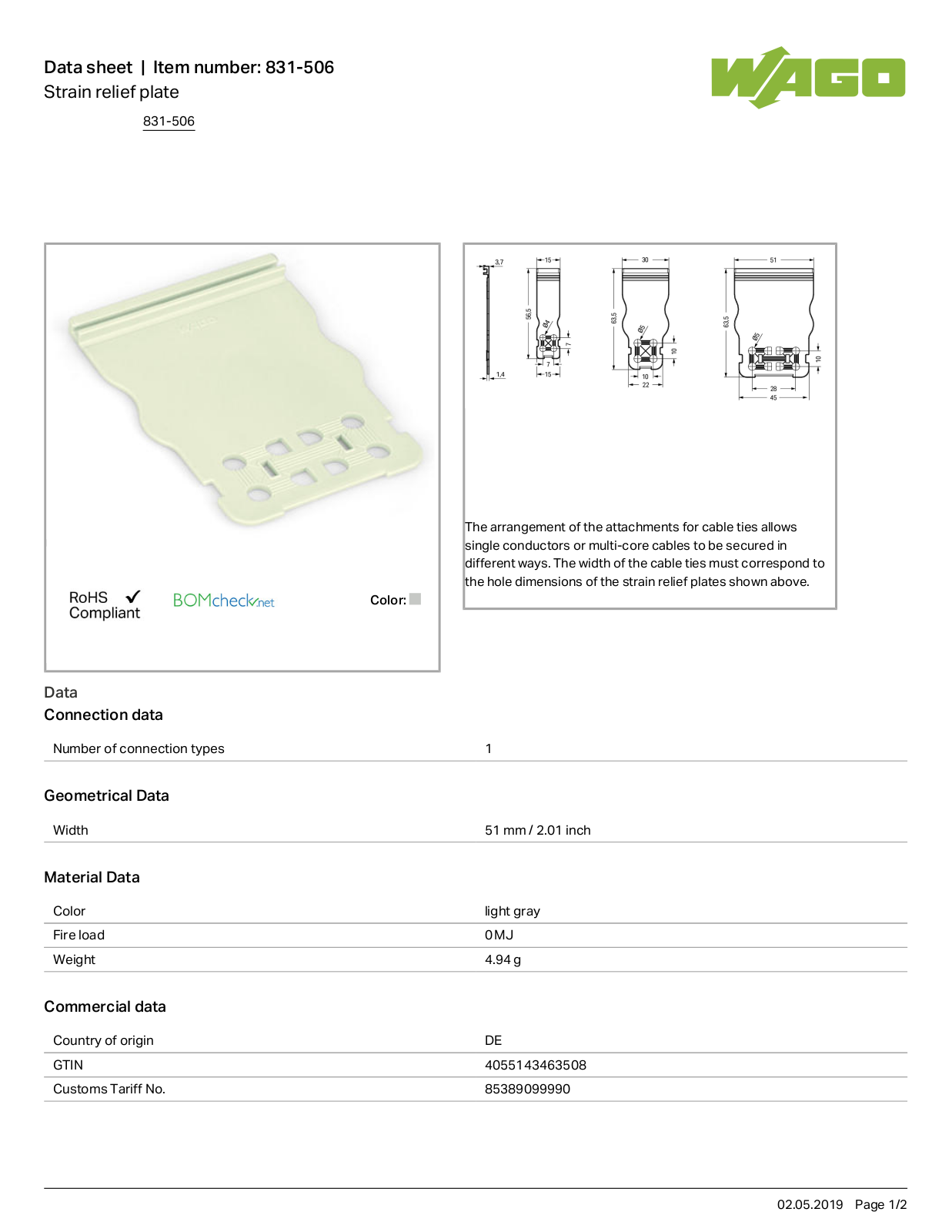 Wago 831-506 Data Sheet