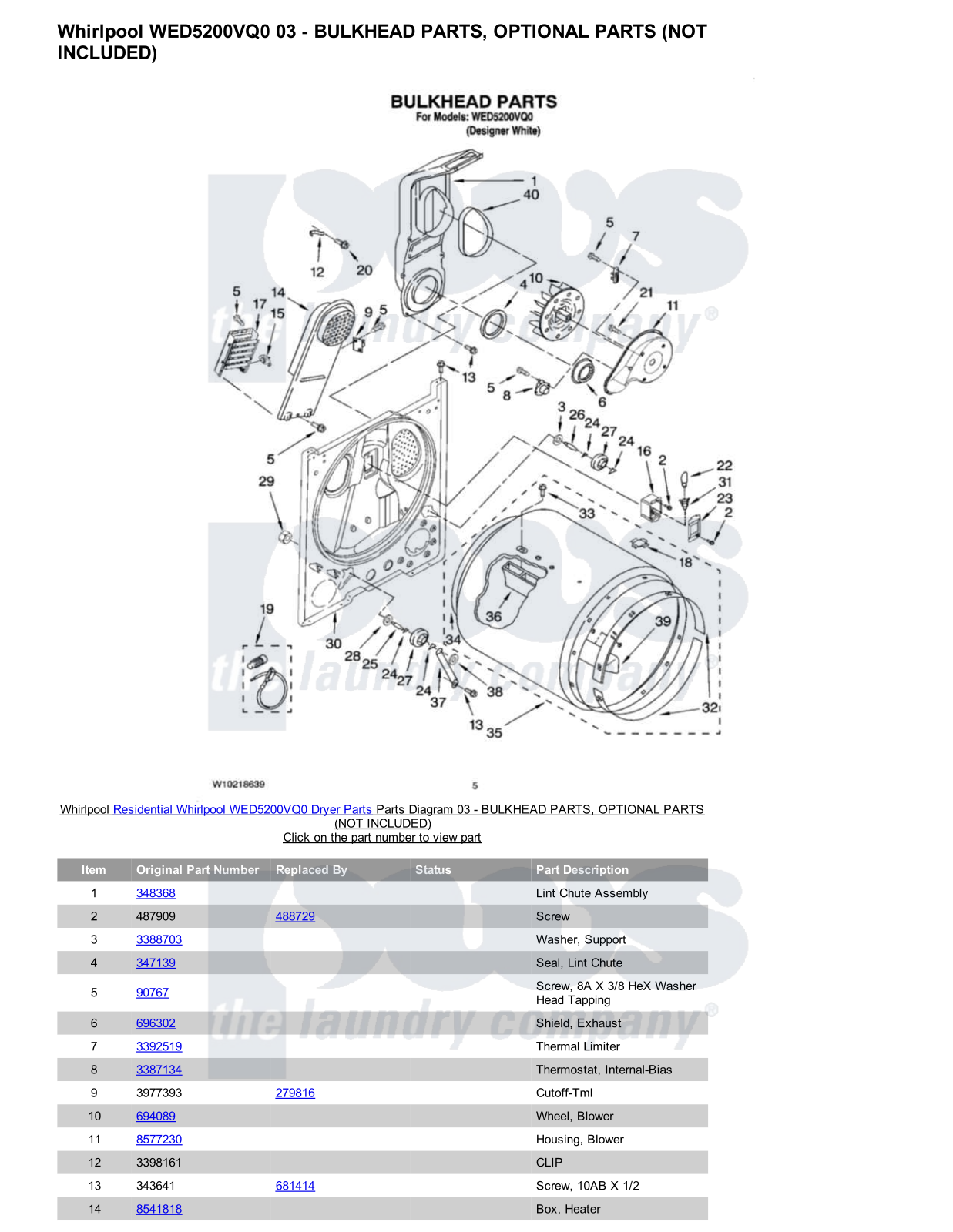 Whirlpool WED5200VQ0 Parts Diagram