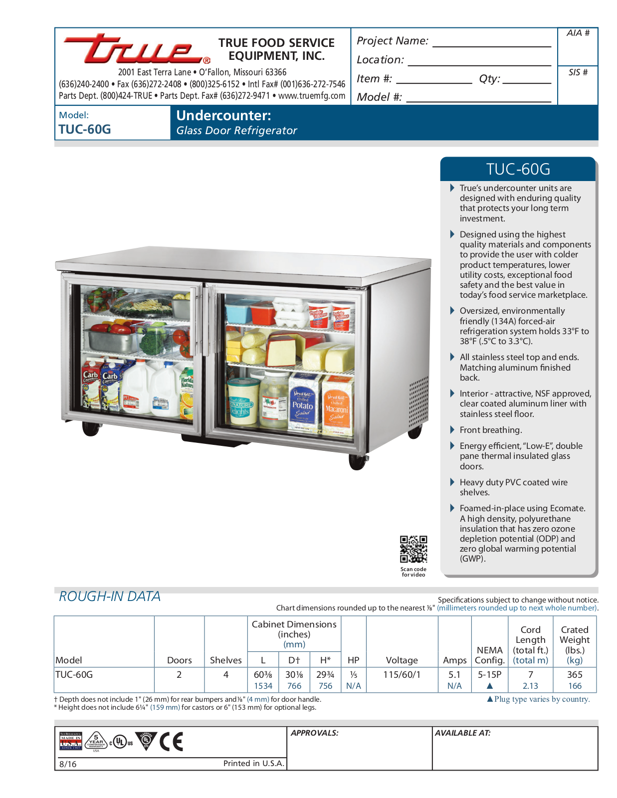 True TUC-60G User Manual